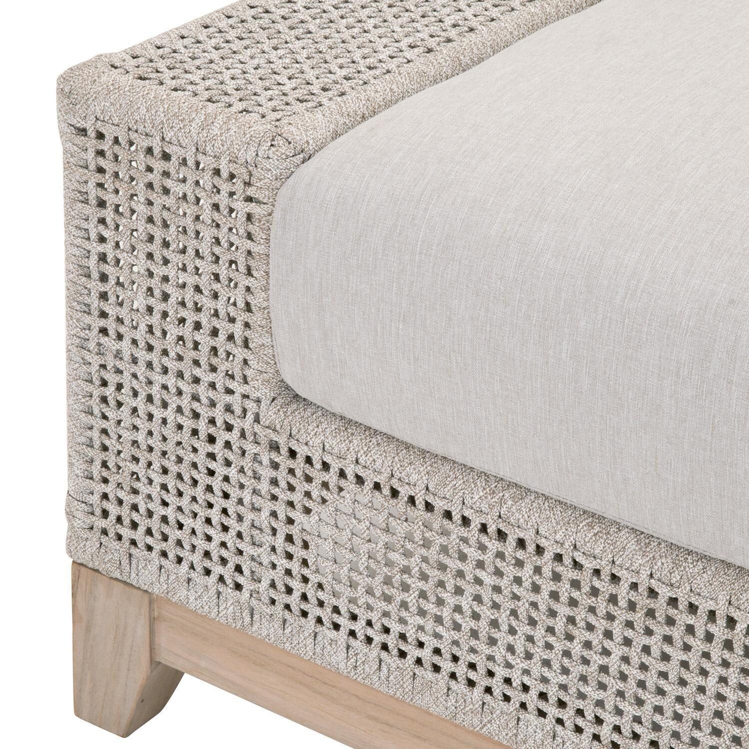 Lakeview Ranch Pointe Woven Rope Ottoman in Taupe & White - Side Detail thumbnail