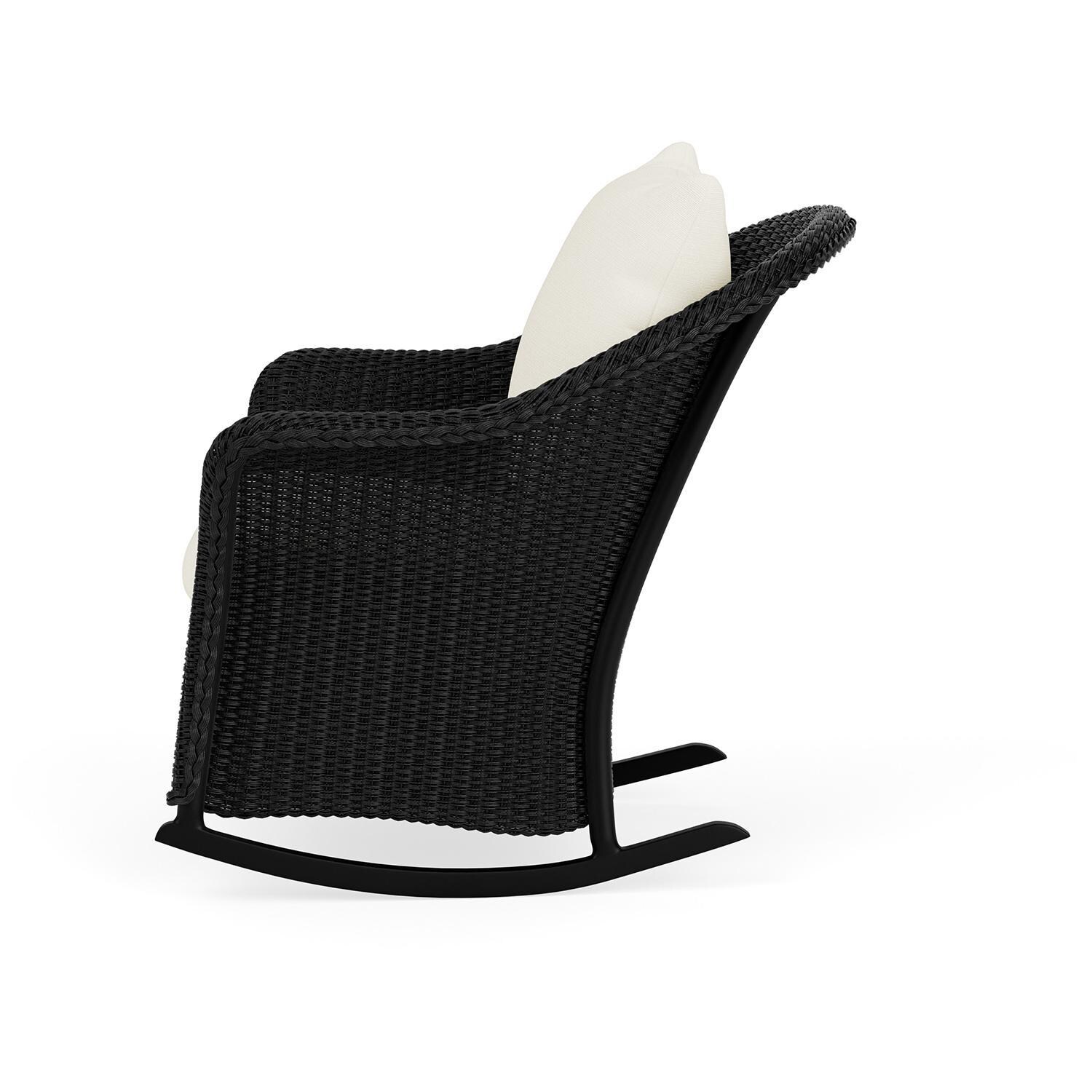 Lloyd Flanders Weekend Retreat Lounge Rocker in Ebony Finish W/ Sailcloth Salt Fabric - Side thumbnail