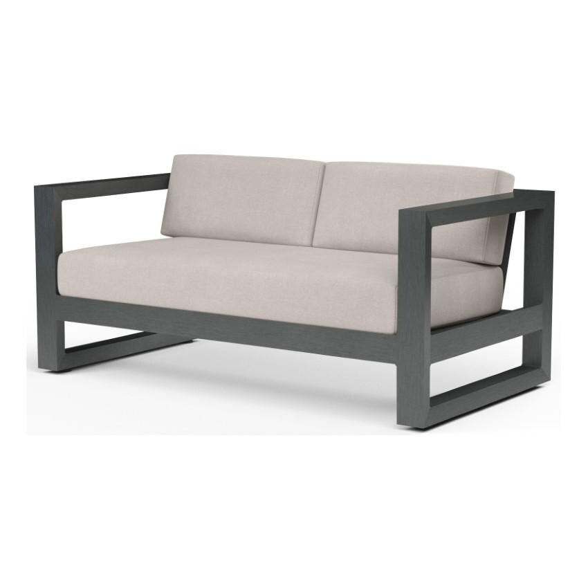 Redondo 2 Person Aluminum Loveseat w/ No Welt in Slate/Canvas Natural by Sunset West - White Background thumbnail