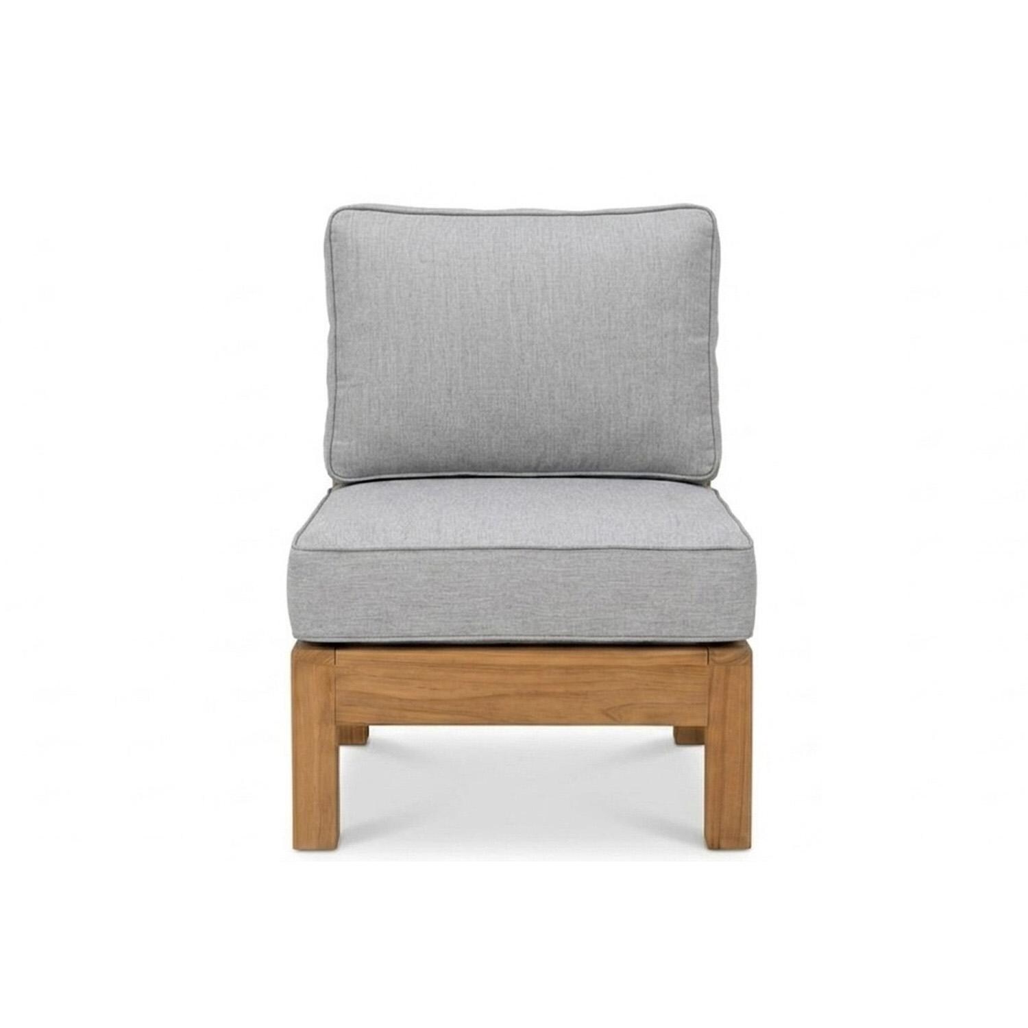 Miami Teak Armless Chair Insert w/ Sunbrella Cushions in Canvas Granite by Royal Teak Collection