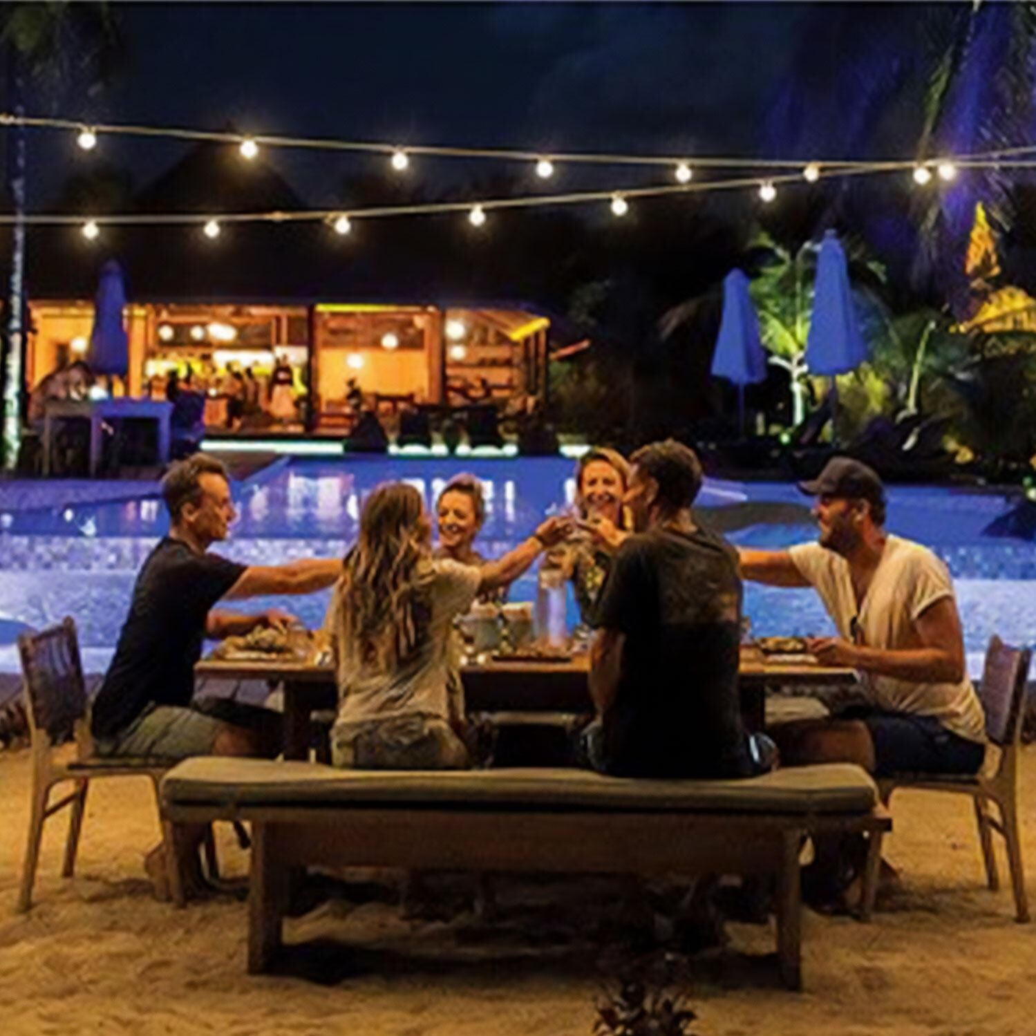 Satco S11291 Smart LED 48 Foot 15 Bulb String Lights - By the Pool - Lifestyle thumbnail