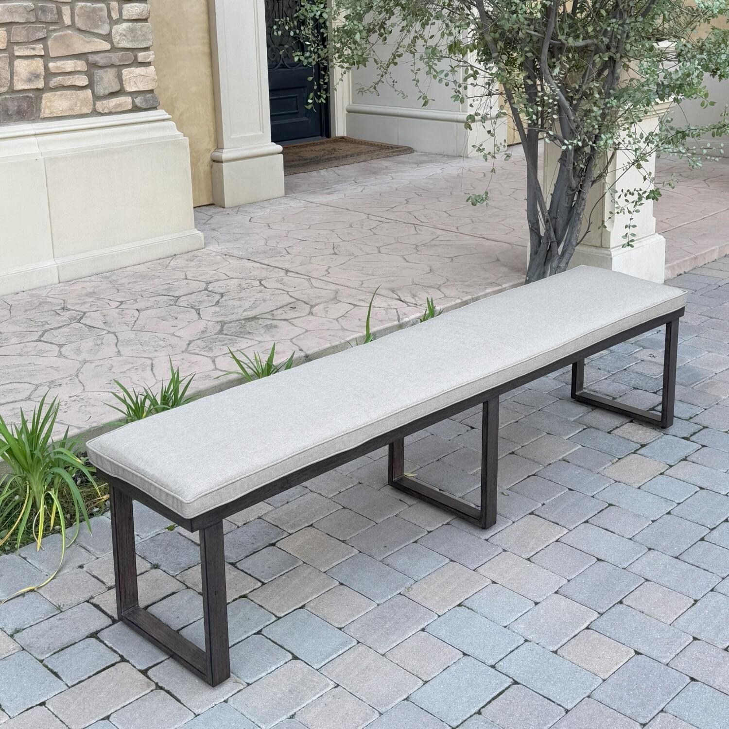 Atlantis 78 3/4-in Aluminum Bench w/ Beige Cushion by Darlee - Hero - Lifestyle thumbnail