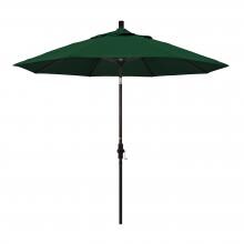 California Umbrella 9 Ft. Octagonal Aluminum Collar Tilt Patio Umbrella W/ Crank Lift & Aluminum Ribs - Bronze Frame / Sunbrella Canvas Forest Green Canopy image