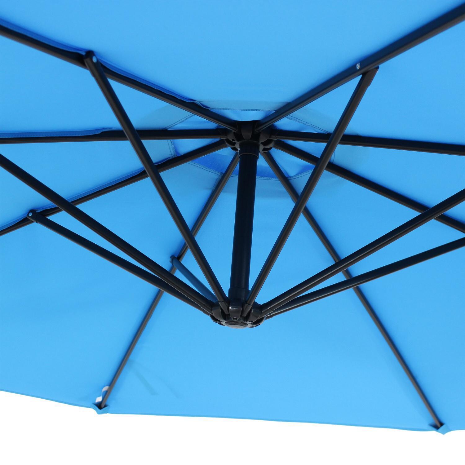 Ultimate Patio 9.5 Ft. Octagonal Patio Cantilever Umbrella W/ Crank - Azure - Sturdy Rib In Canopy thumbnail