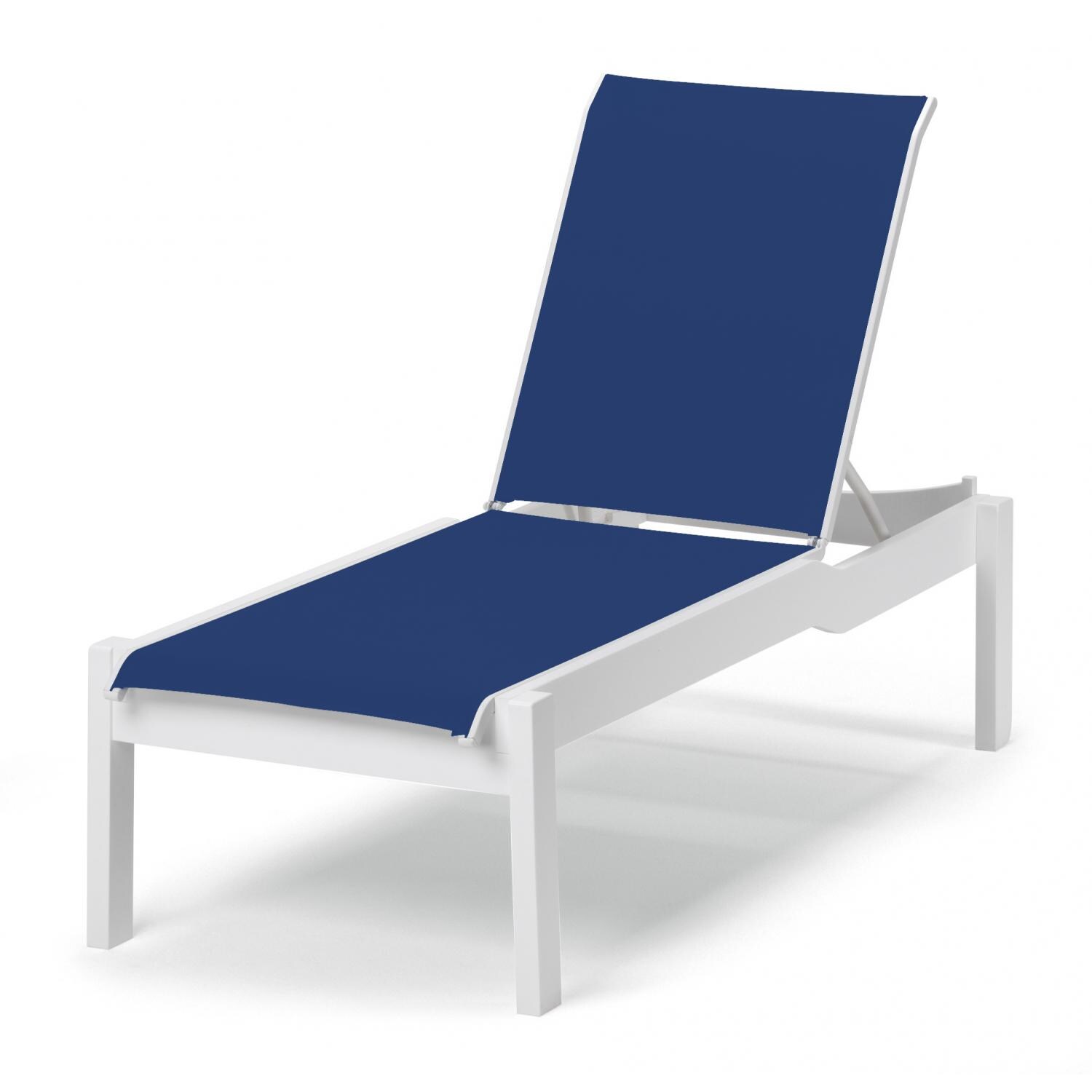 Leeward MGP Long Frame Chaise Lounge in Textured Snow/Cobalt by Telescope Casual