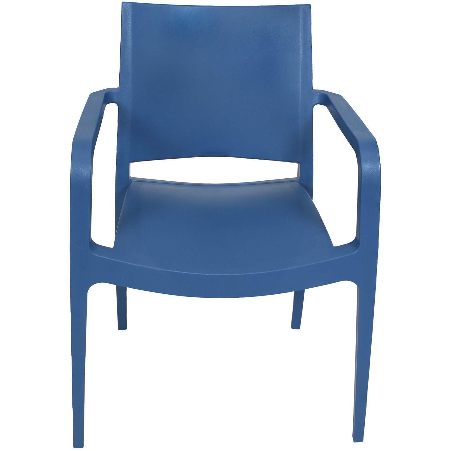Ultimate Patio Plastic Dining Armchair - Set of 2 Sax Blue - Front View thumbnail