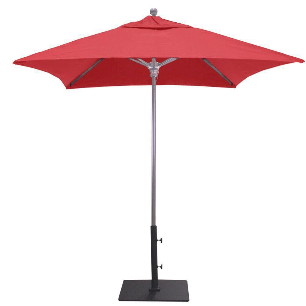 Galtech 6 X 6 Ft. Square Aluminum Patio Umbrella W/ Manual Lift - Silver Frame W/ Jockey Red Sunbrella Fabric (Umbrella Base Not Included) thumbnail