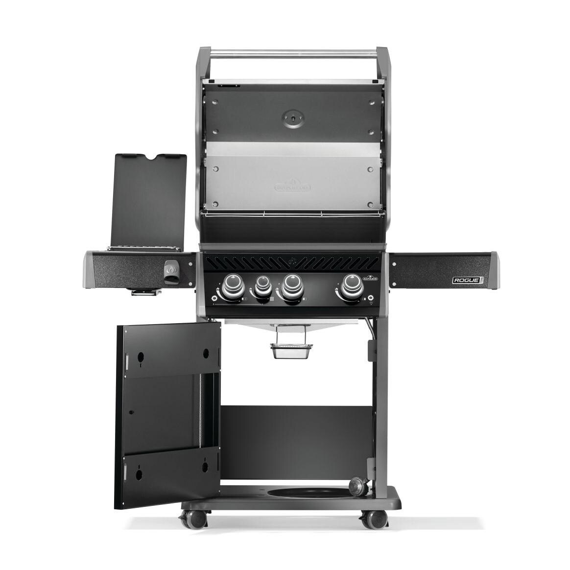 Napoleon RP425SIBPK-2 Rogue PRO 425 3-Burner Propane Grill w/ Infrared Side Burner - Black - RP425SIBPK-2 - Open - White Background thumbnail