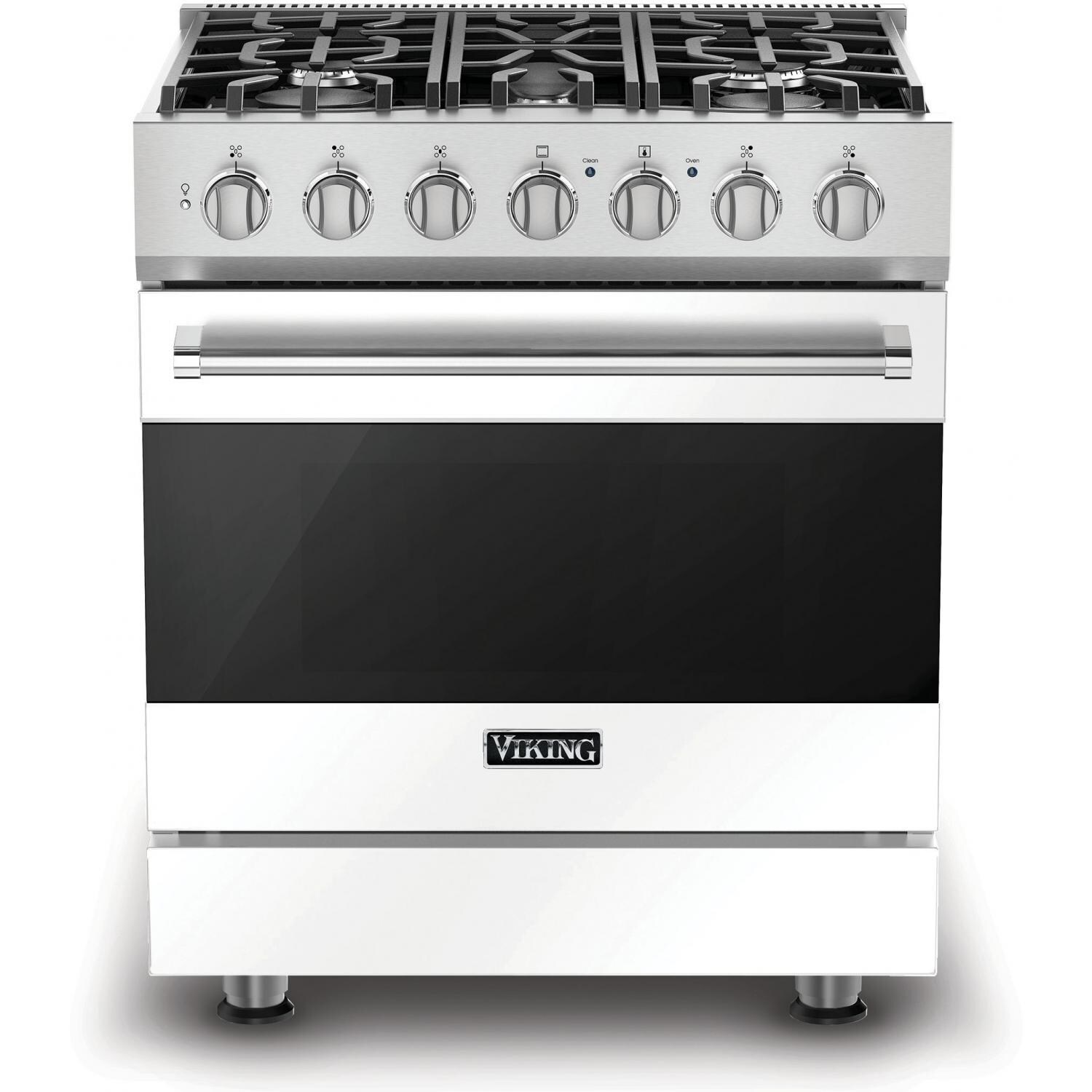 Viking 3 Series 30-Inch 5-Burner Propane Gas Range - White - RVGR33015BWHLP