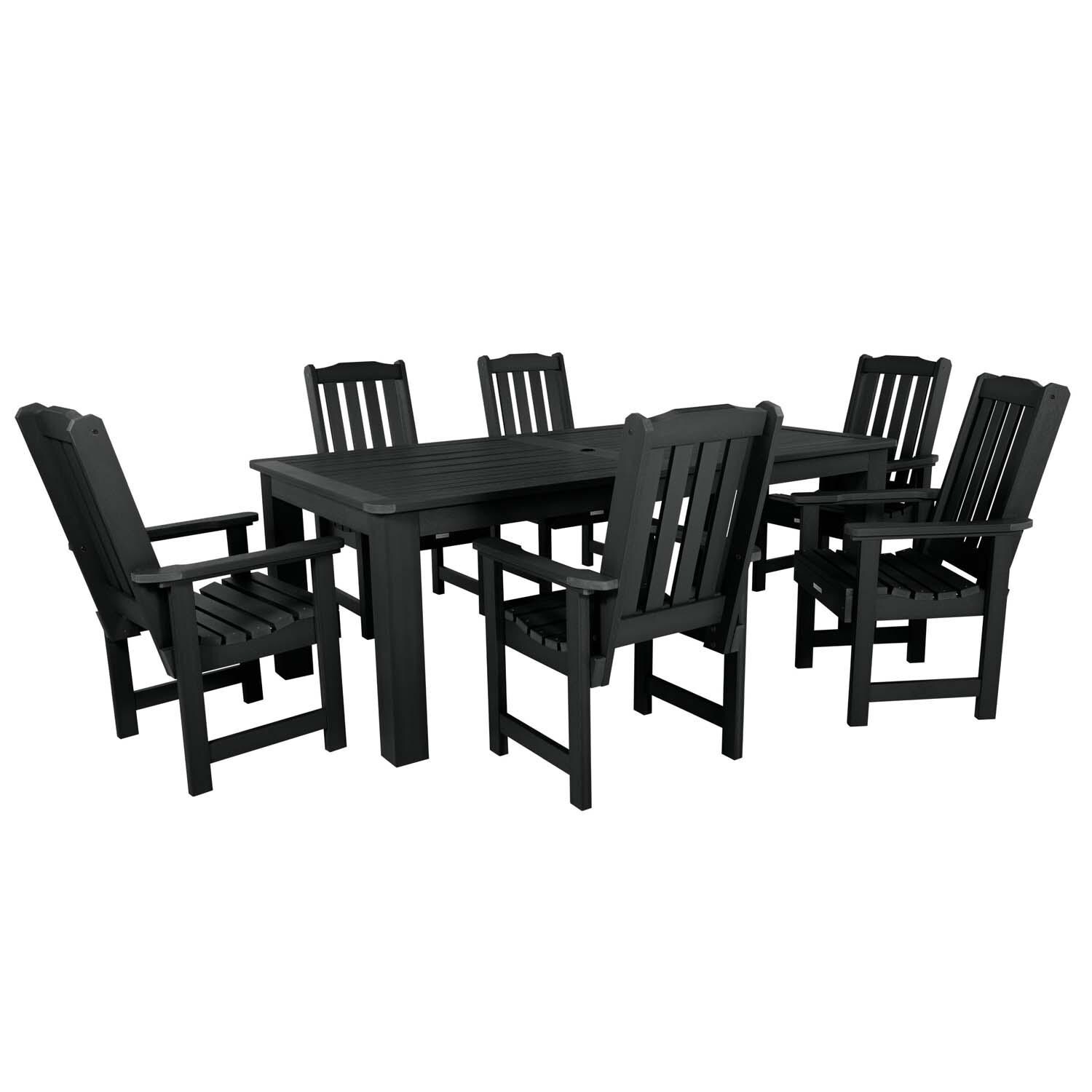 Hart Lane 7 Pc Recycled Plastic Dining Set In Black by Lakeview - White Background thumbnail