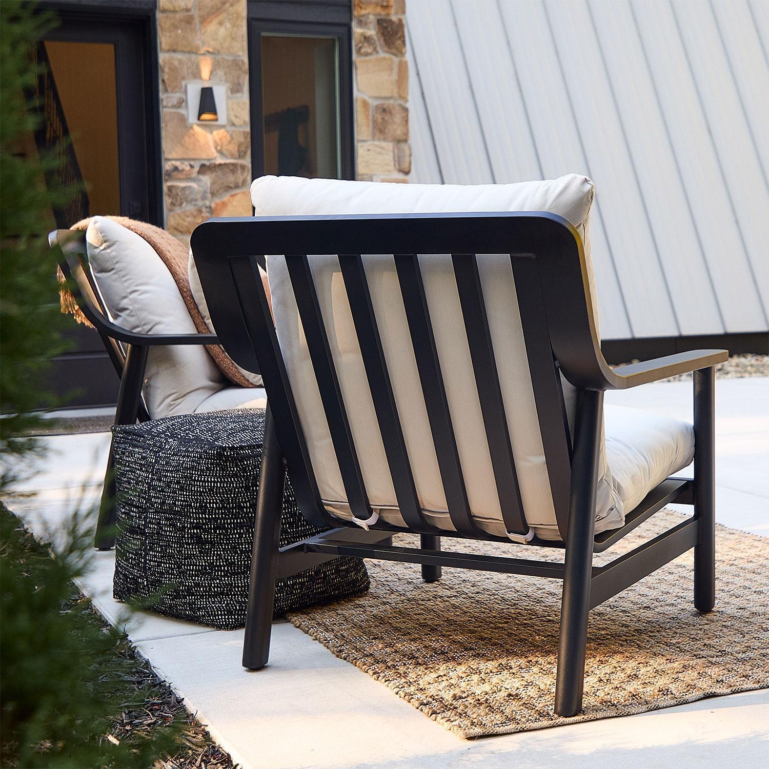 Bay St Louis 30-in Metal Outdoor Oversized Chair Set of 2 in Black W/ Sunbrella Cushions by Lakeview Outdoor Designs - Back Porch - Rear View - Lifestyle thumbnail