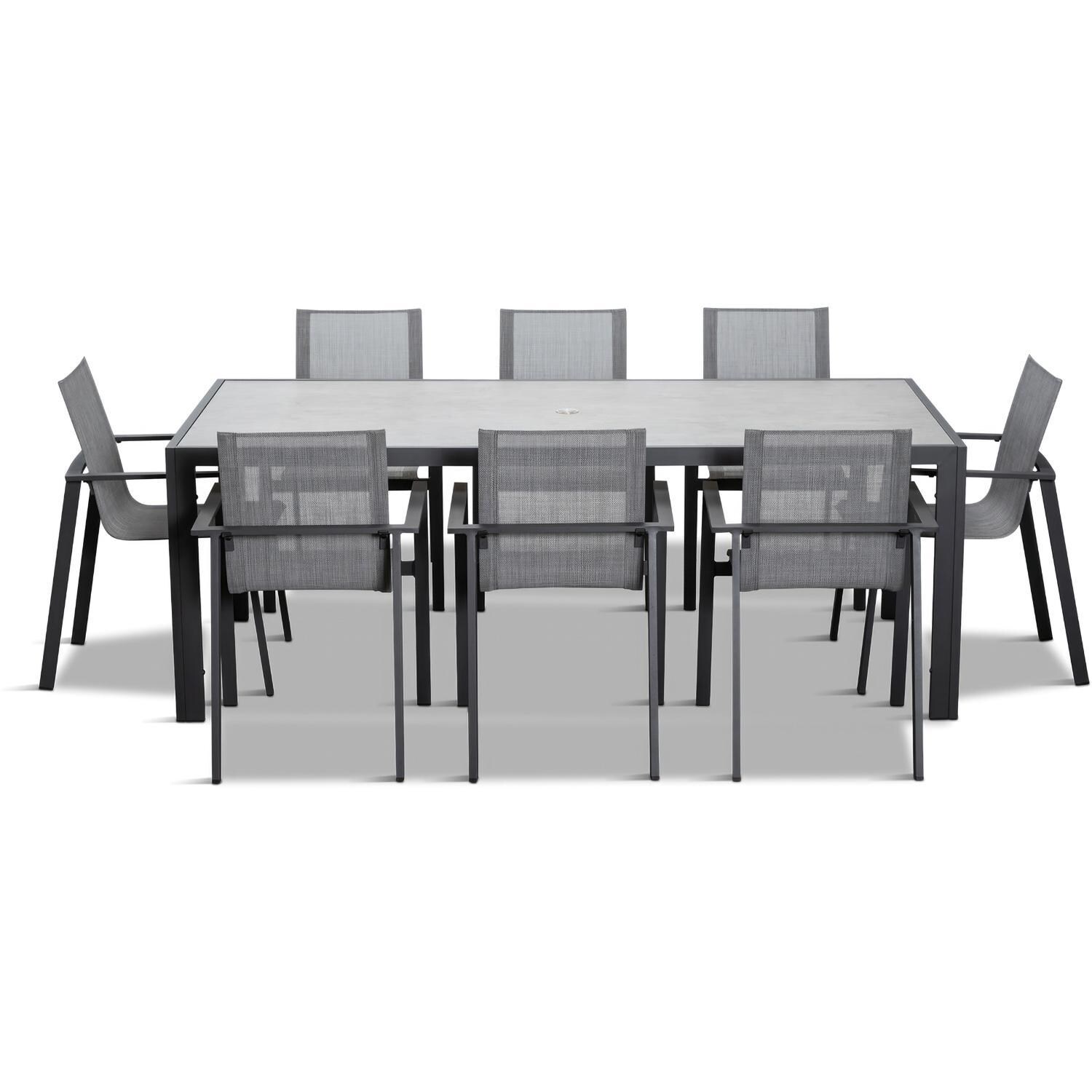 Spring Bay 9 Piece Dining Set in Slate - Front View - White Background thumbnail