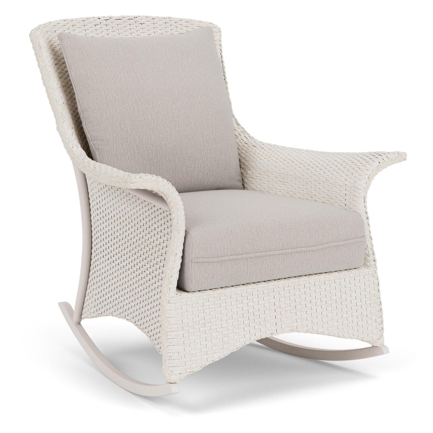 Lloyd Flanders Mandalay Lounge Rocker In Antique White Finish With Remy Cloud Fabric - Angled thumbnail