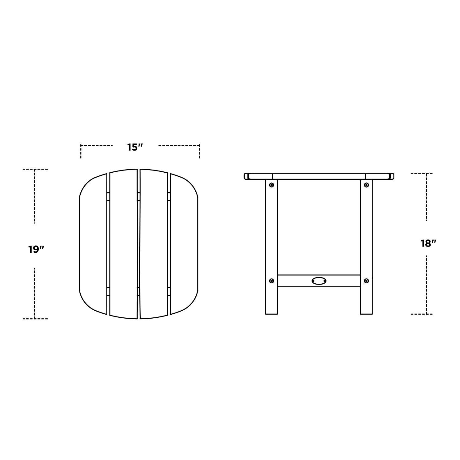 POLYWOOD PWS698-1-SA Nautical 3-Piece Adirondack Set - Side Table Dimensions thumbnail