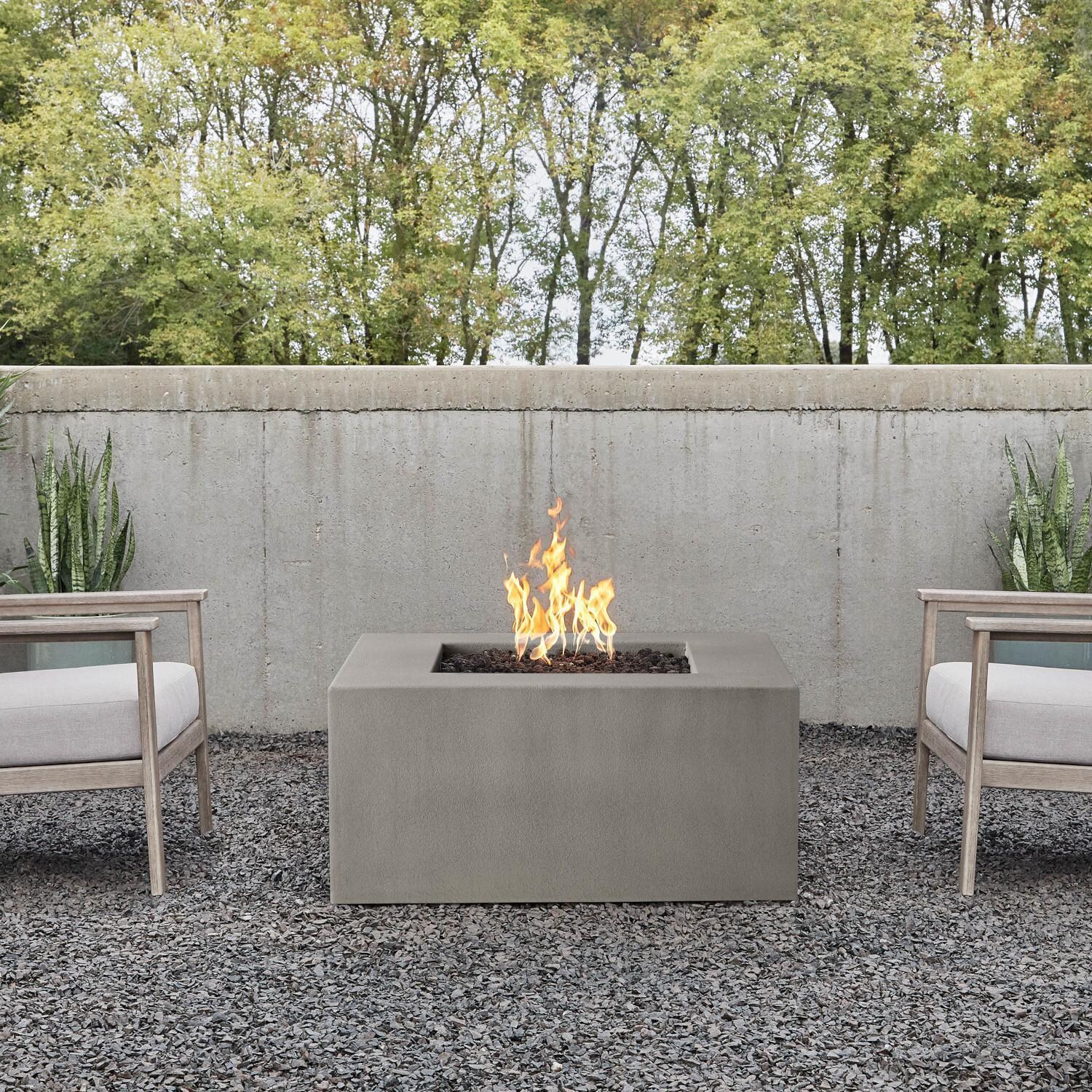Olliewood 363NG-FLNT 40 Inch Square Glass Fiber Reinforced Concrete Natural Gas Fire Pit Table in Flint by BBQGuys Signature - Display - White Background thumbnail