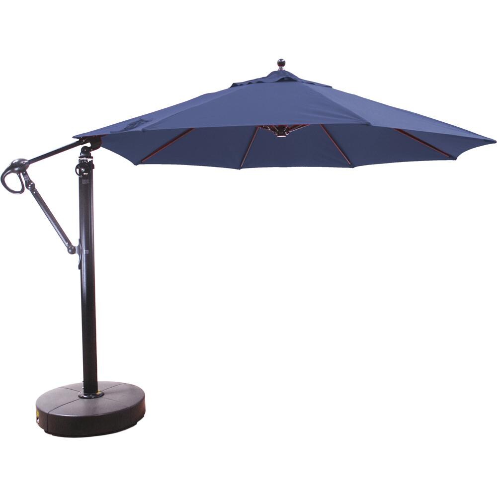 Galtech 11 Ft. Octagonal Aluminum Patio Cantilever Umbrella W/ Easy Lift And Easy Tilt Wheel - Antique Bronze Frame W/ Sunbrella Canvas Navy Canopy