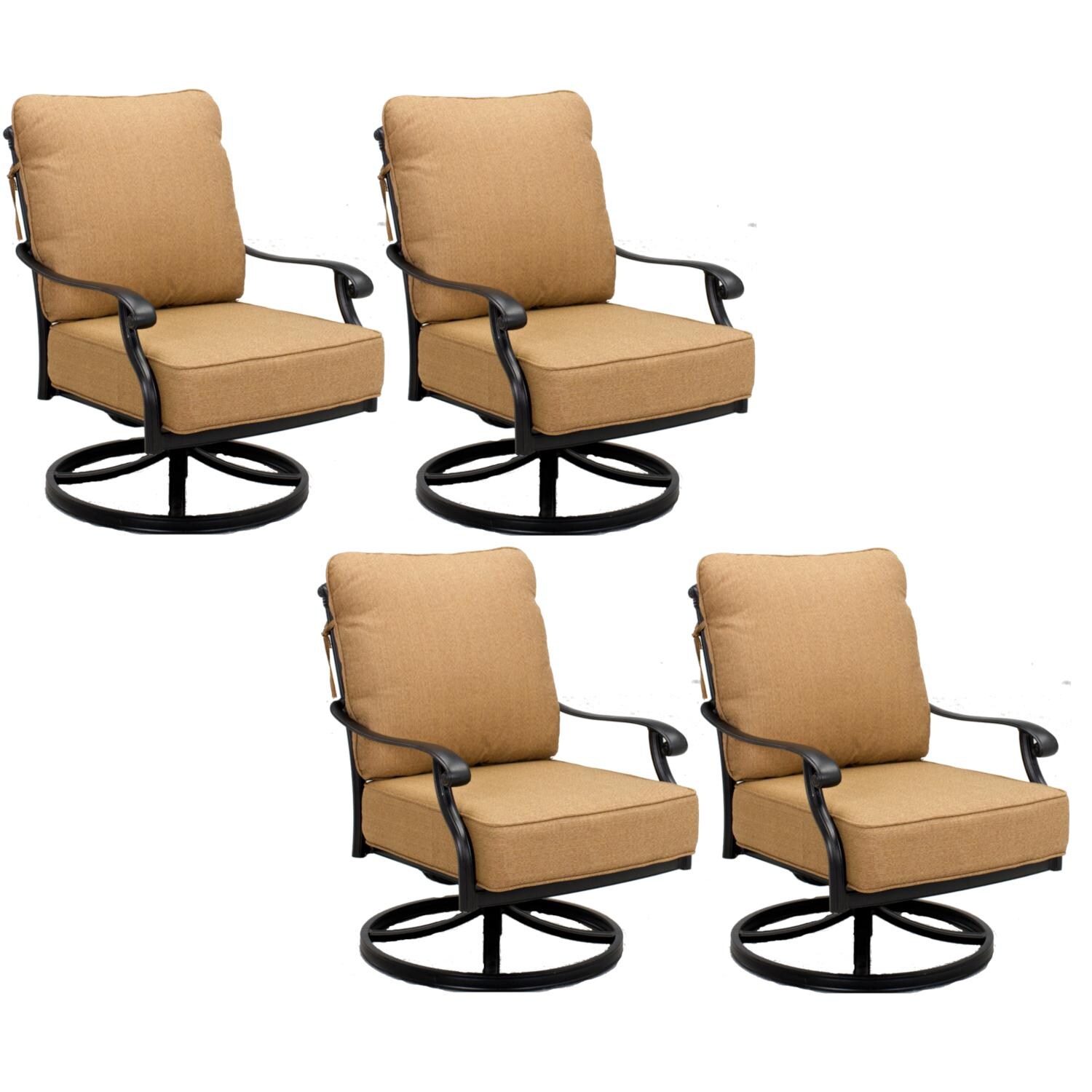 Darlee 201656-3-4 Madison 4 Piece Cast Aluminum Patio Swivel Rocker Club Chair Set W/ Sesame Polyester Cushions thumbnail