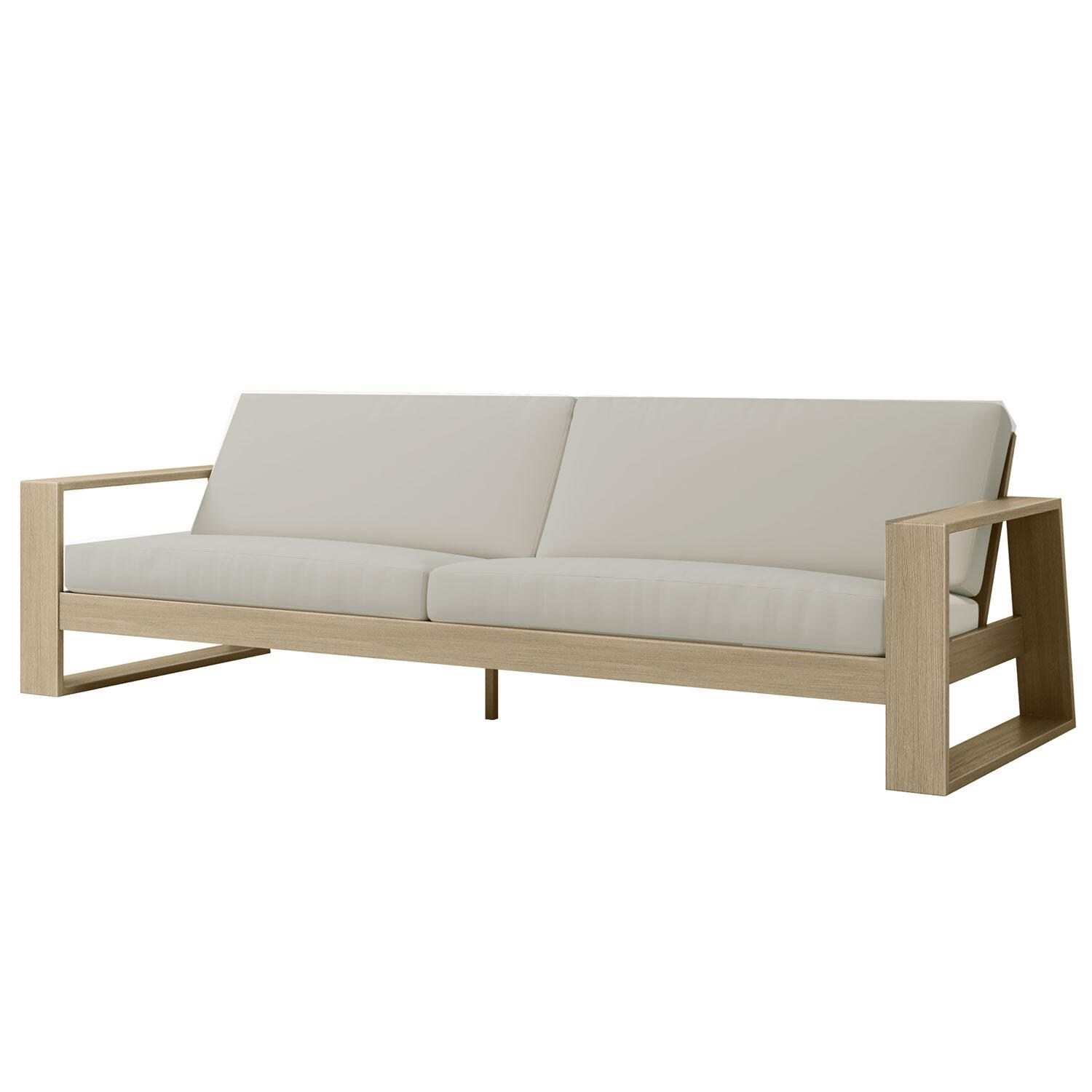 Novara 4 Person Aluminum XL Sofa in Flax w/Nadic Fog Cushions By Ebel - White Background thumbnail