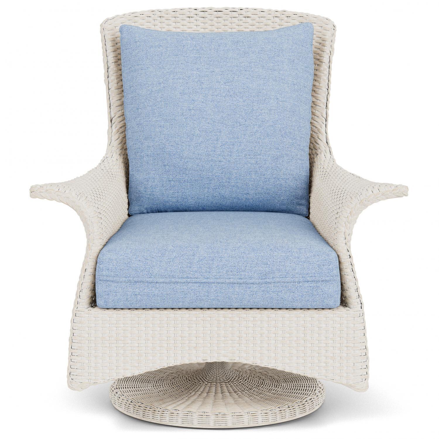 Mandalay Lloyd Loom Swivel Rocker Club Chair in Antique White/Demo Skyway by Lloyd Flanders