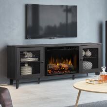 Dimplex Dean 65-Inch Electric Fireplace Media Console - Logs - Wrought Iron - GDS26L8-1909WI image