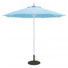 Galtech 9 Ft. Bar Height Octagonal Aluminum Patio Market Umbrella W/ Push Lift - White Frame W/ Sunbrella Canvas Air Blue Canopy image