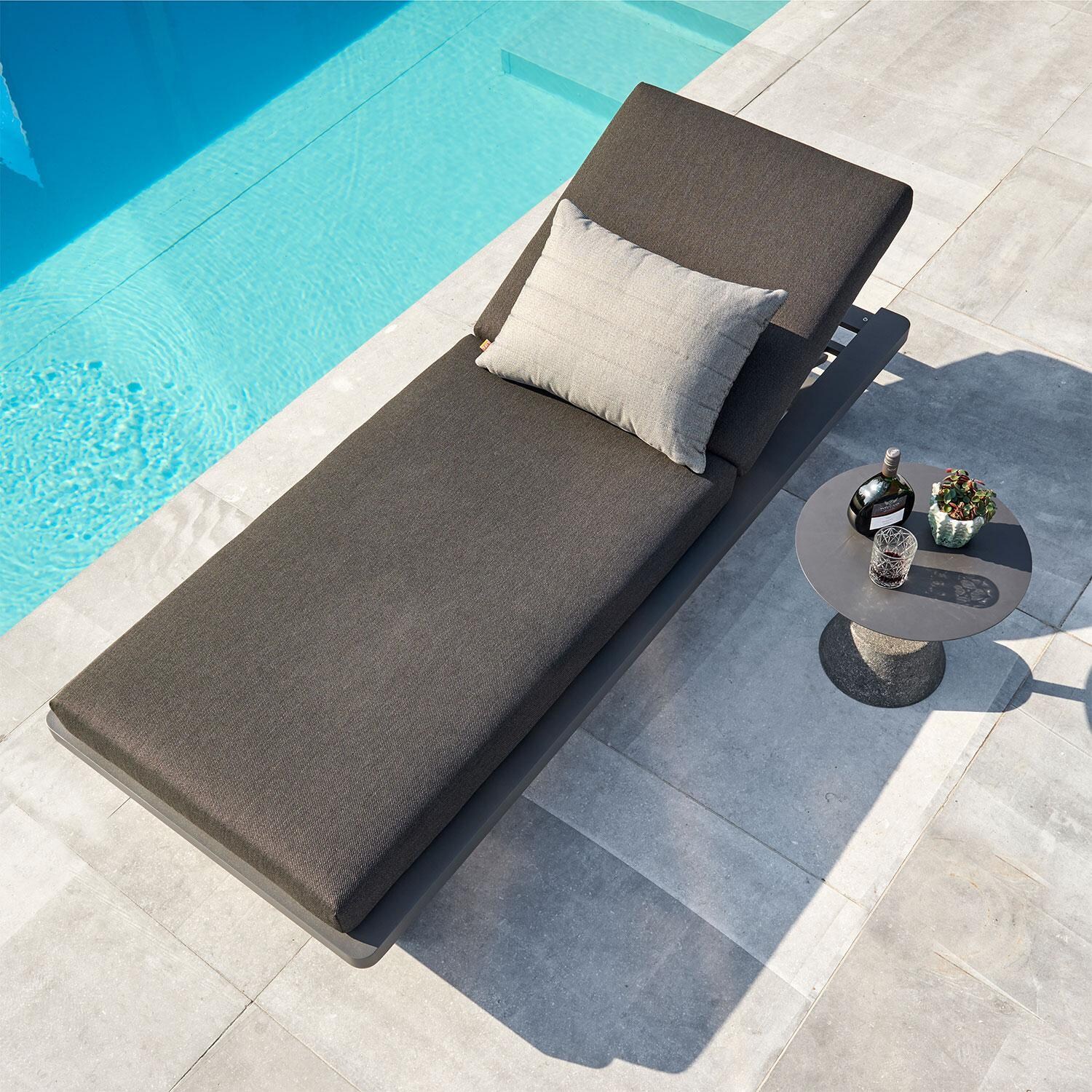 Fitz Roy Aluminum Multi-Position Chaise Lounge in Gray By KETTLER - Patio - Lifestyle thumbnail