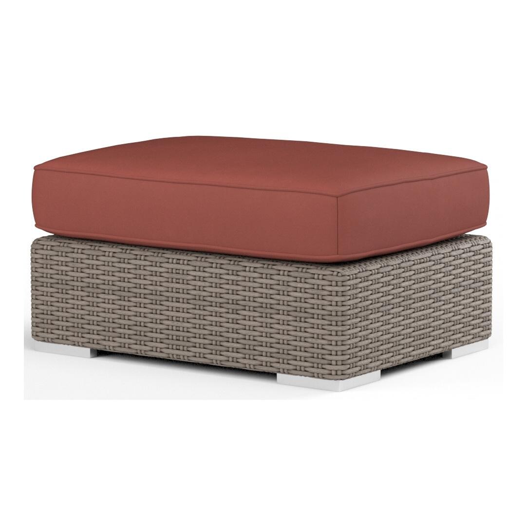 Coronado Wicker Ottoman in Driftwood/Canvas Henna by Sunset West - White Background thumbnail