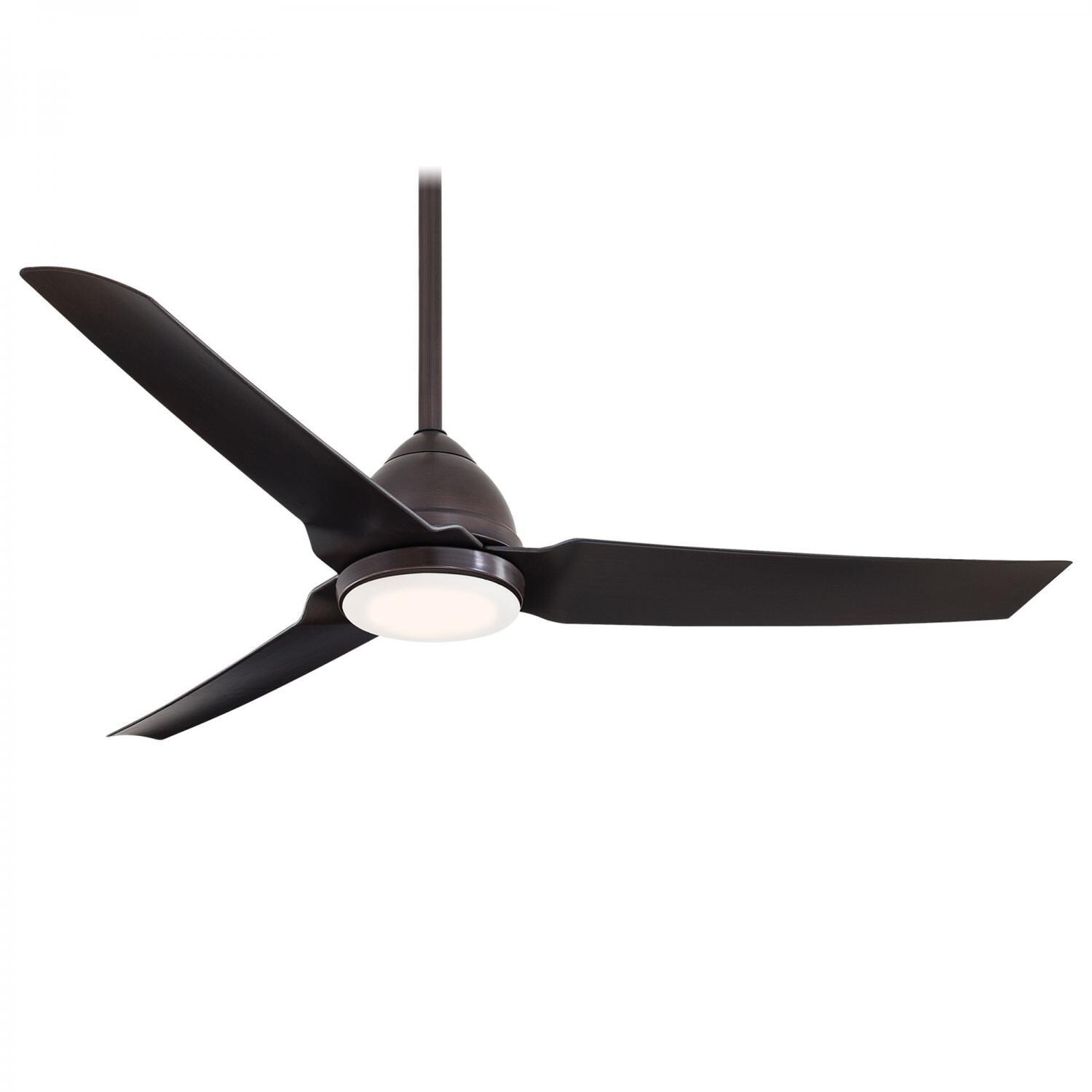 Minka-Aire F753L-KA Java 54-Inch 3-Blade Ceiling Fan in Kocoa Finish w/ Kocoa Blades & Etched Opal Glass - Side View thumbnail
