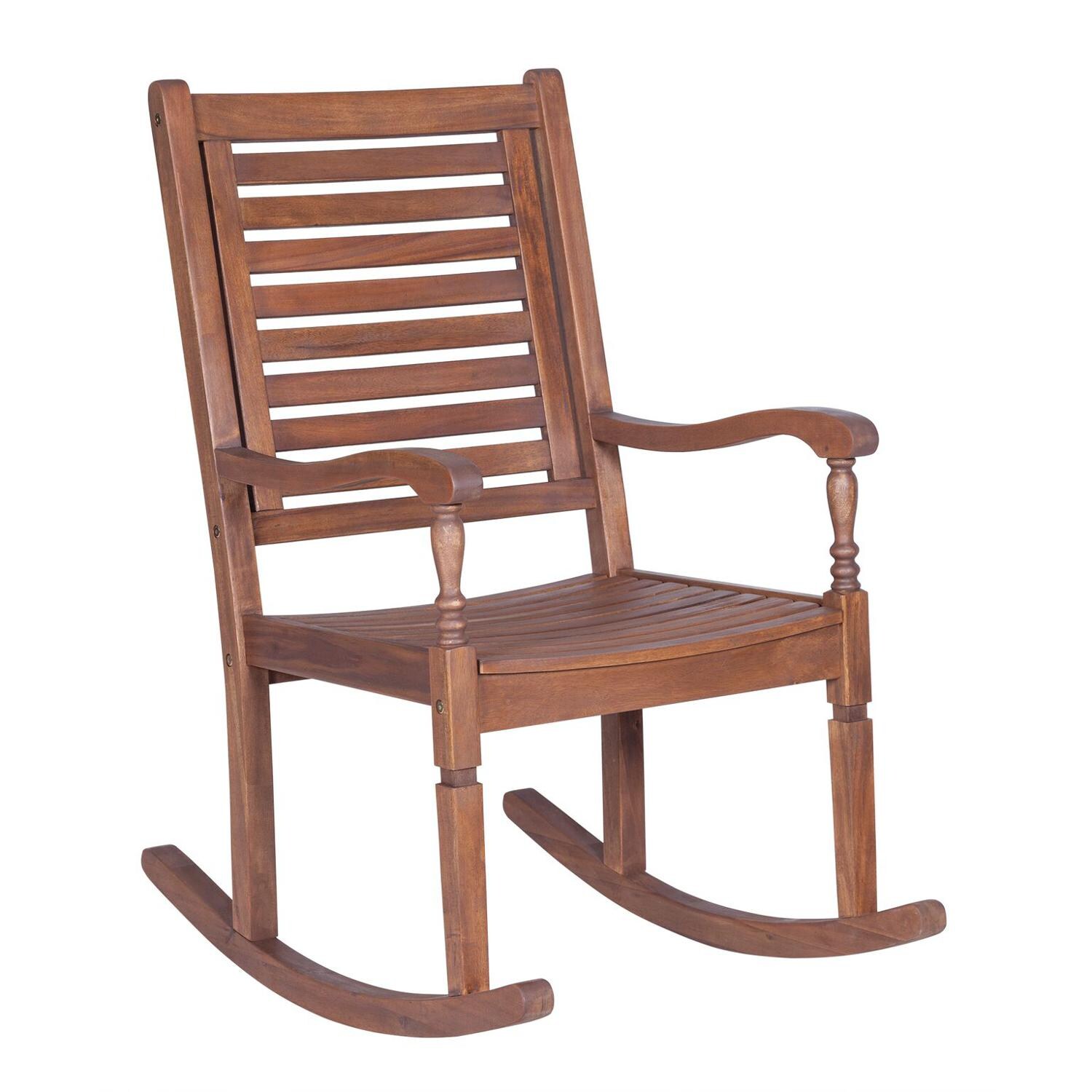 Classic Acacia Patio Rocking Chair By Walker Edison - Dark Brown image