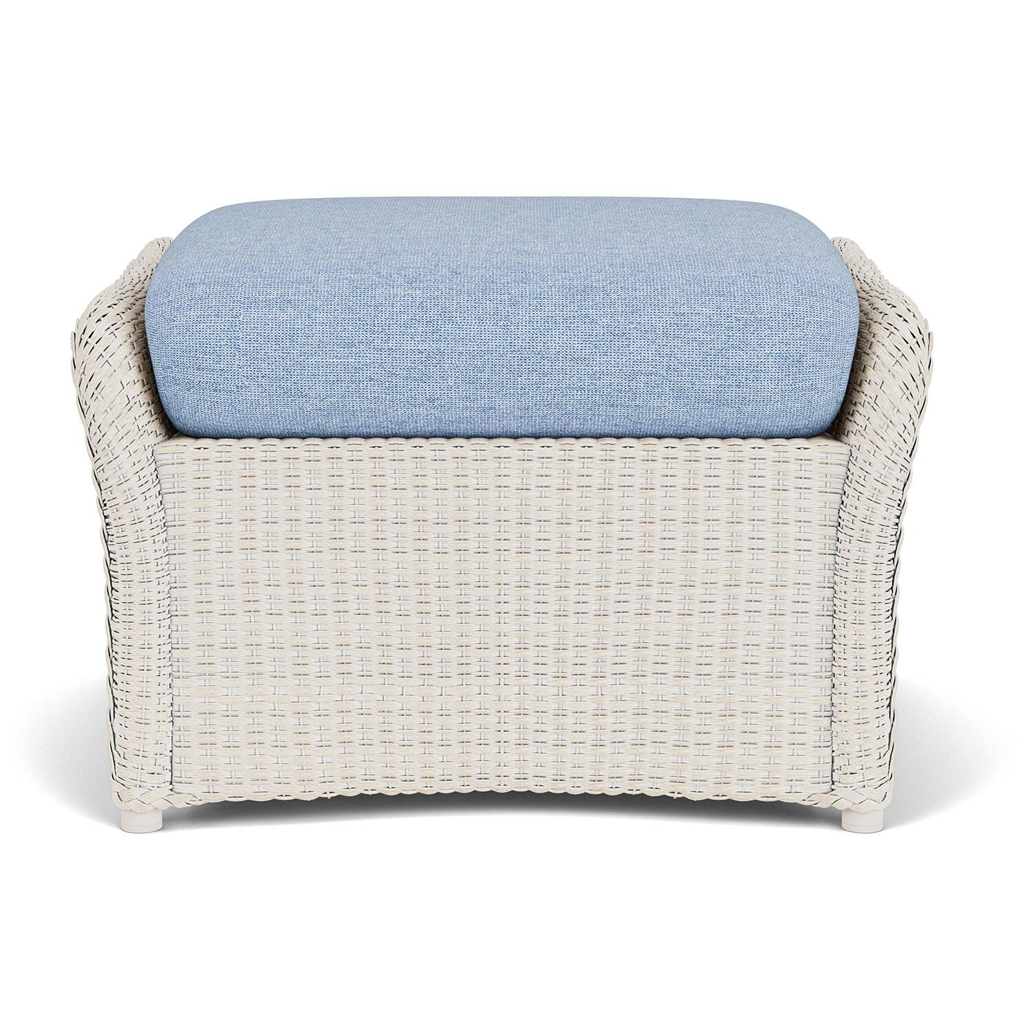 Lloyd Flanders Weekend Retreat Woven Ottoman in Antique White Finish W/ Demo Skyway Fabric thumbnail