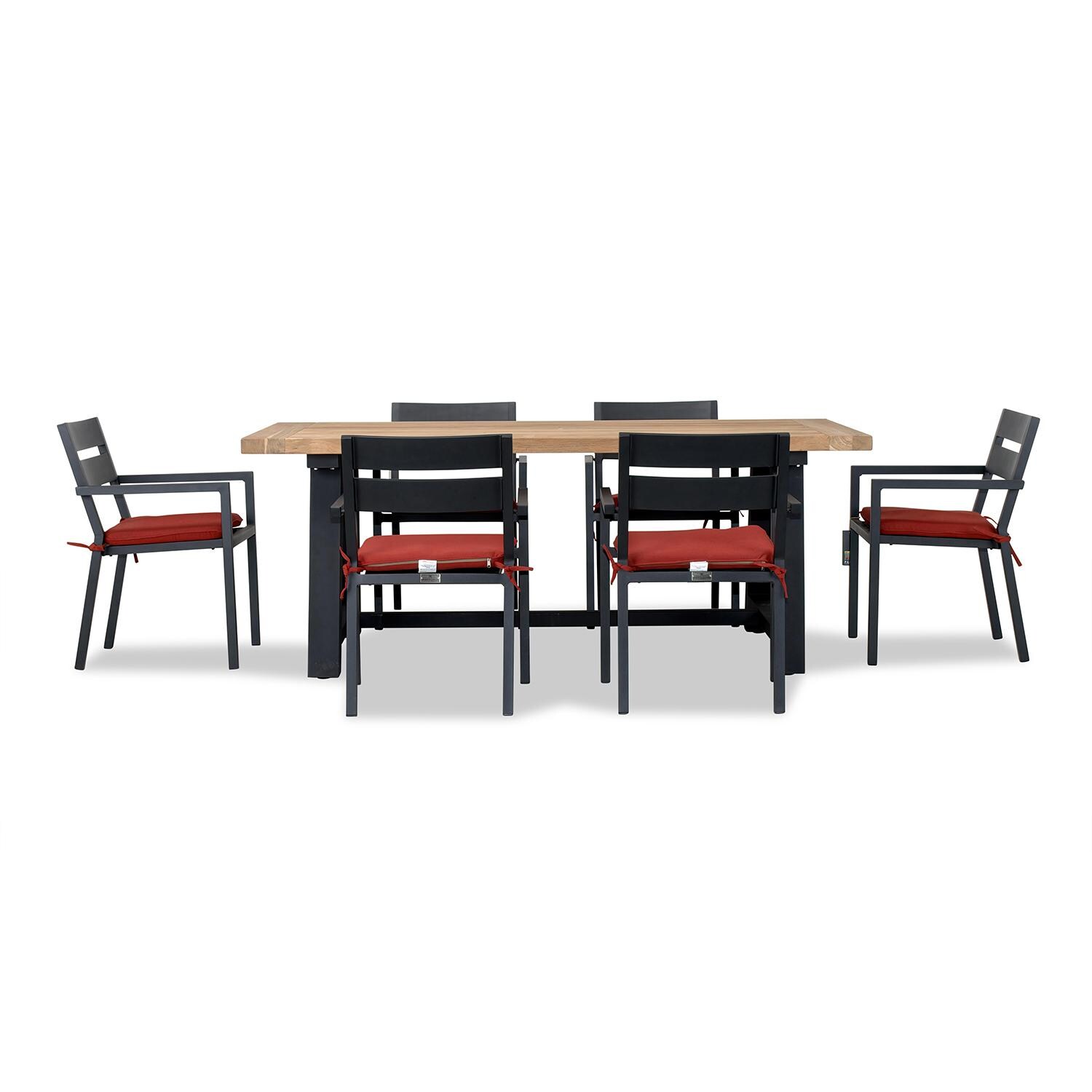 Calm Bay Mill 7 Pc Reclaimed Teak Dining Set in Black/Canvas Henna by Lakeview - White Background 3 thumbnail