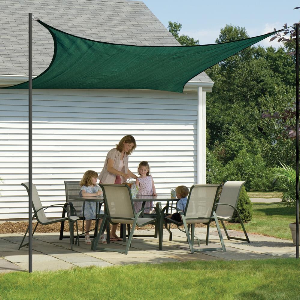 ShadeLogic Sun Shade Sail Heavy Weight 12 Foot Square - Evergreen Outdoor Dining Cover thumbnail