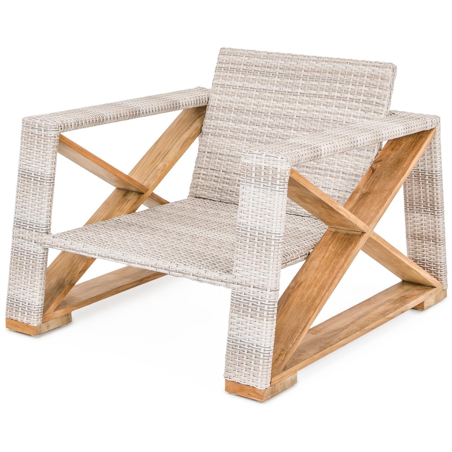 Teak + Table Caicos 4 Piece Lounge Set in Carbon - Club Chair Shown Without Cushion - White Background thumbnail