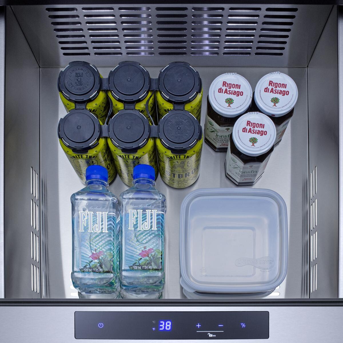 Summit SPR245OS3D 24 Inch 4.9 Cu. Ft. Built-In 3-Drawer Outdoor Refrigerator - Top Drawer Full - Detail thumbnail