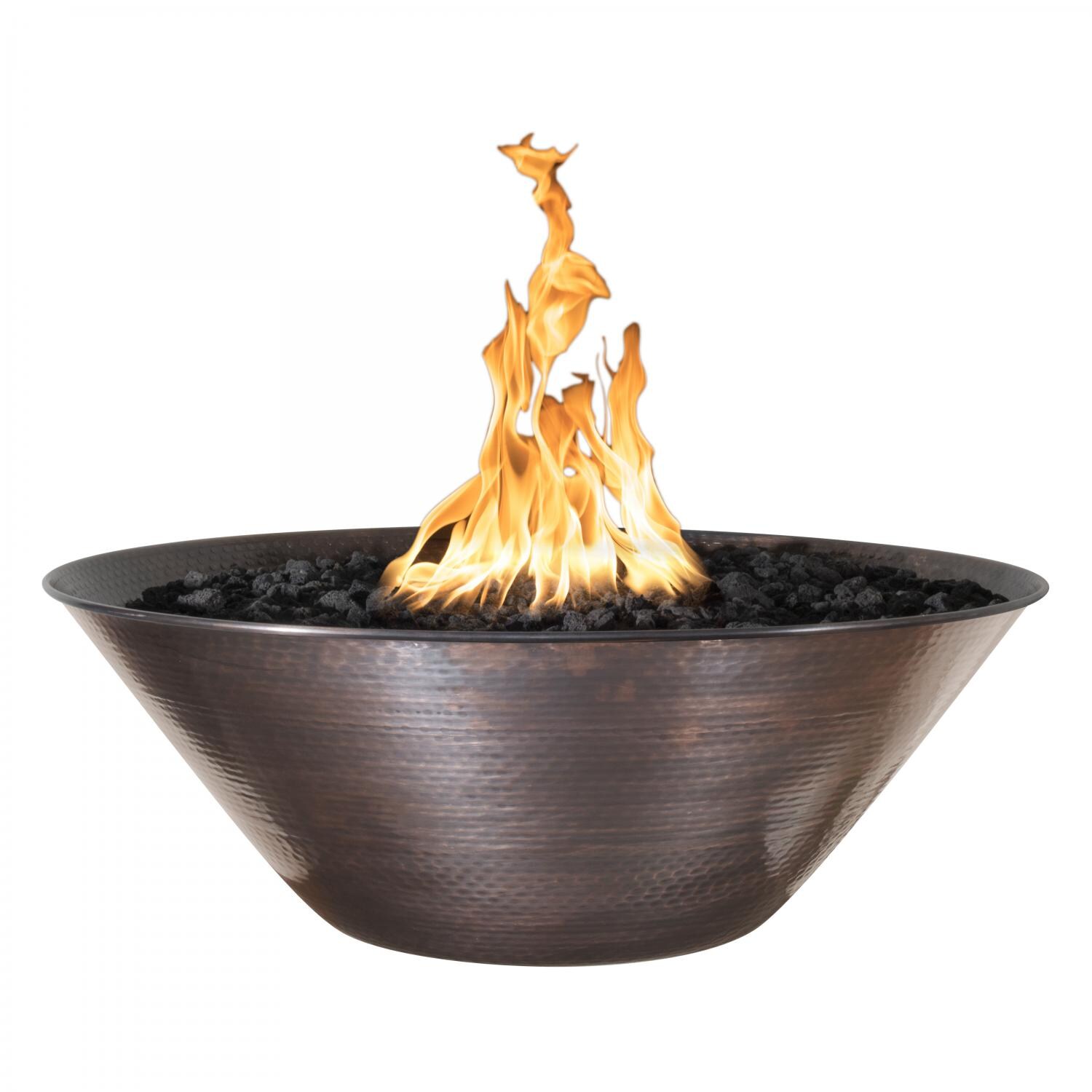 Remi 31 Inch Match Light W/Key Valve Round Copper Natural Gas Fire Bowl in Copper By The Outdoor