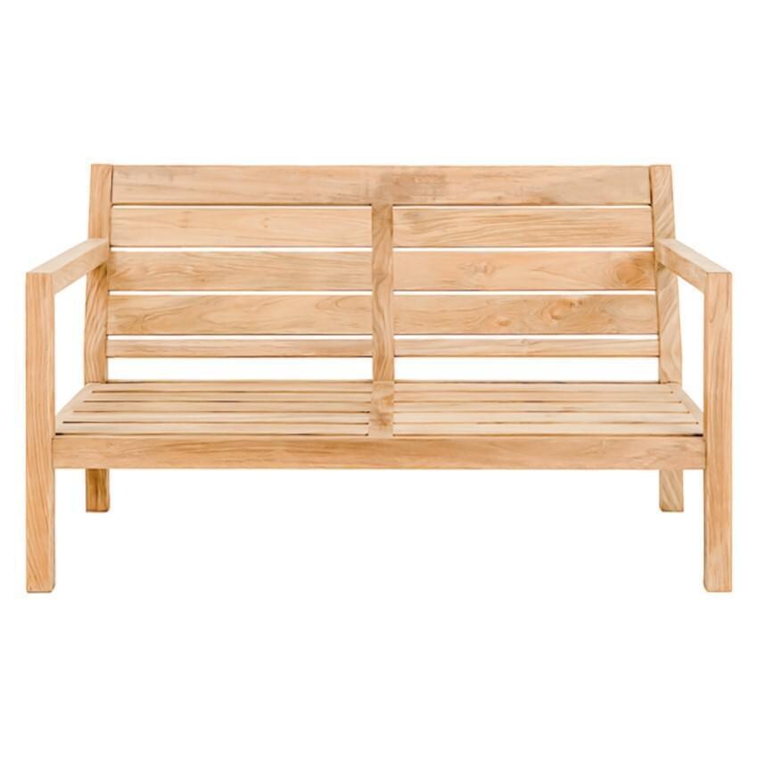 Teak + Table Monday Teak Patio Loveseat in Natural - Front Frame - White Background thumbnail