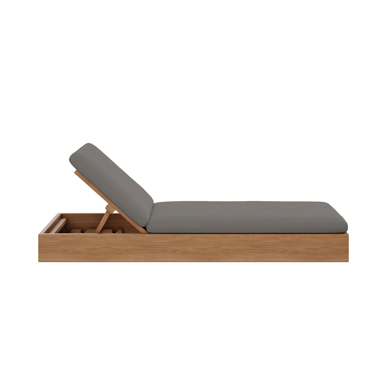 Bellawood Teak Chaise Lounge in Charcoal by Lakeview Outdoor Designs - Angled - White Background thumbnail