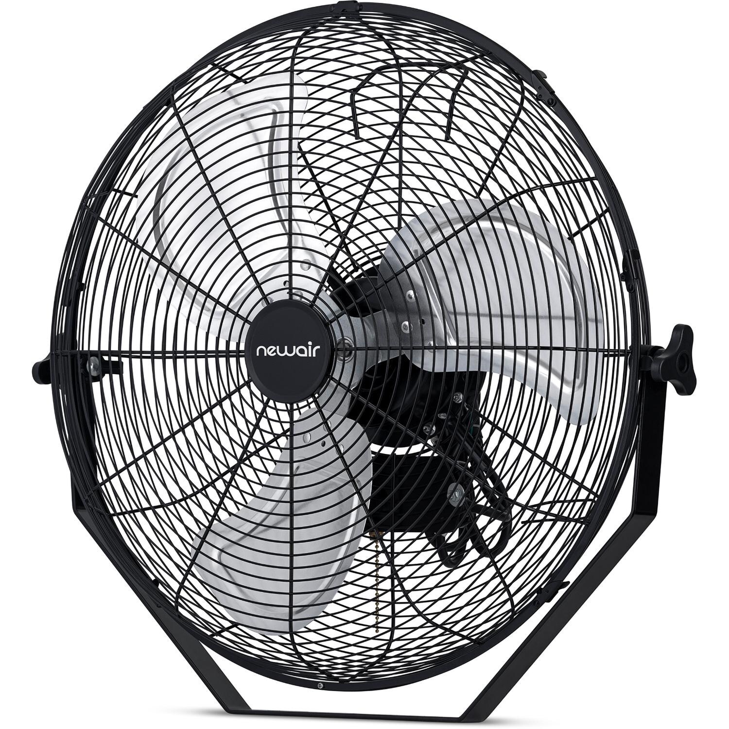 NewAir NIF18WBK01 18-in High Velocity Wall Mount Fan w/ 3 Fan Speeds & Adjustable Tilt Head - Angled Right - White Background thumbnail