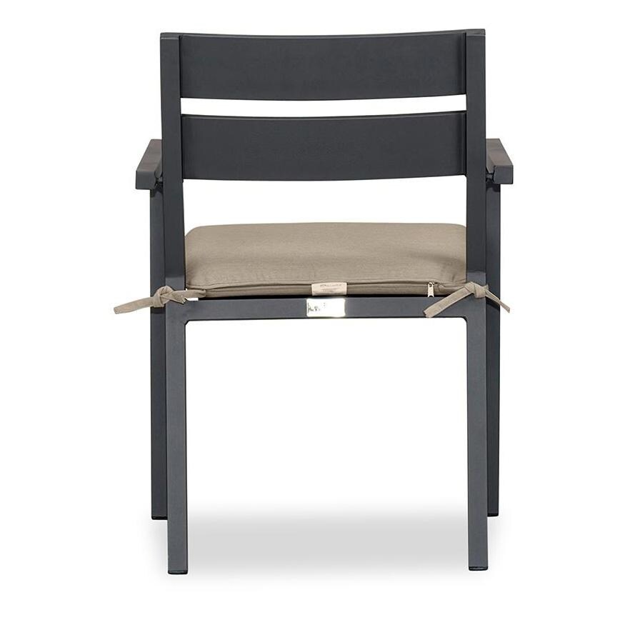 Calm Bay Aluminum Dining Arm Chair in Slate/Heather Beige by Lakeview Outdoor Designs - Back - White Background thumbnail