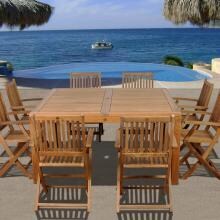 Amazonia Teak Dubai 8-Person Teak Patio Dining Set With Folding Chairs image