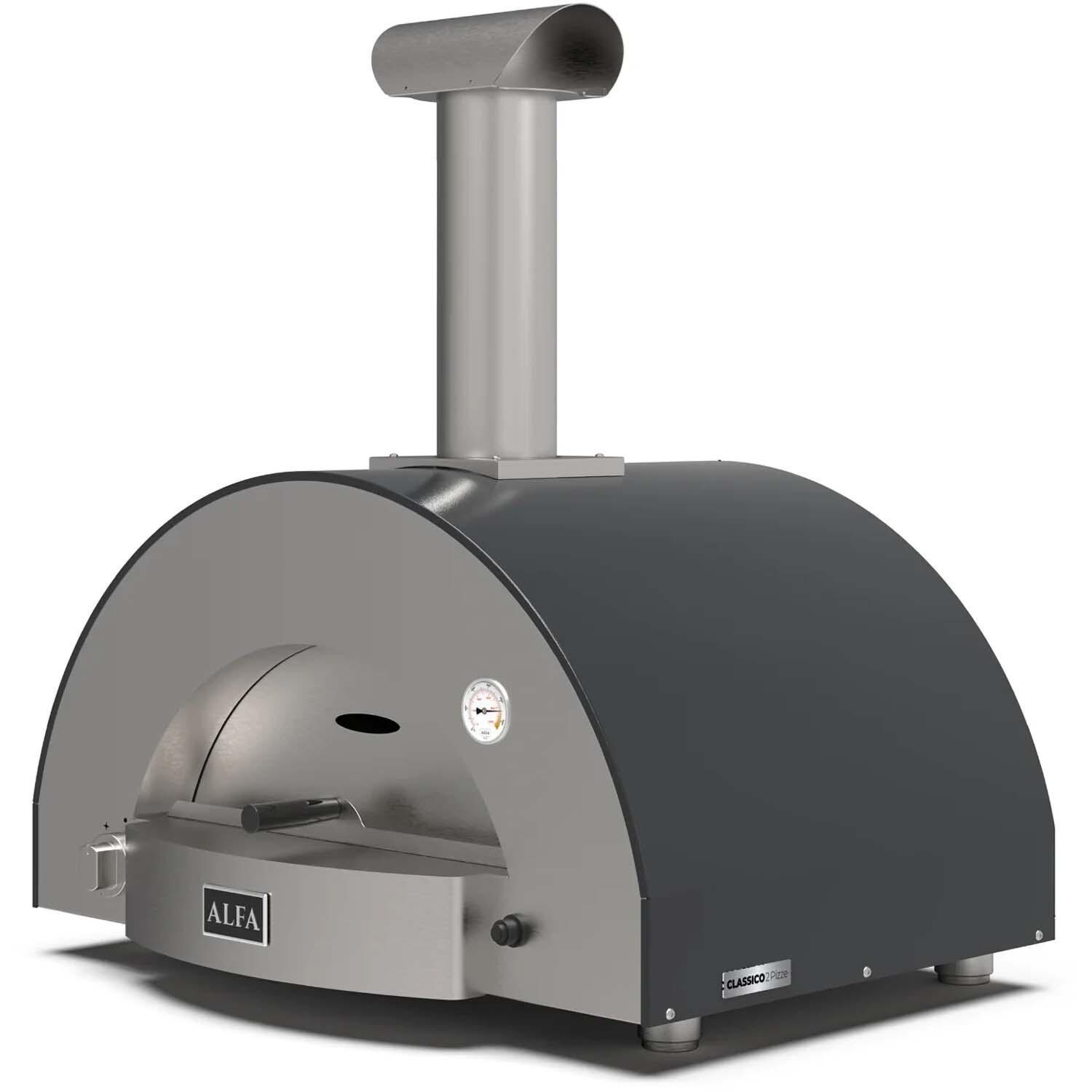 Alfa FXCL-2P-MGRA-U Classico 2 Pizze Natural Gas Pizza Oven - Ardesia Grey - Right Angled View - White background thumbnail