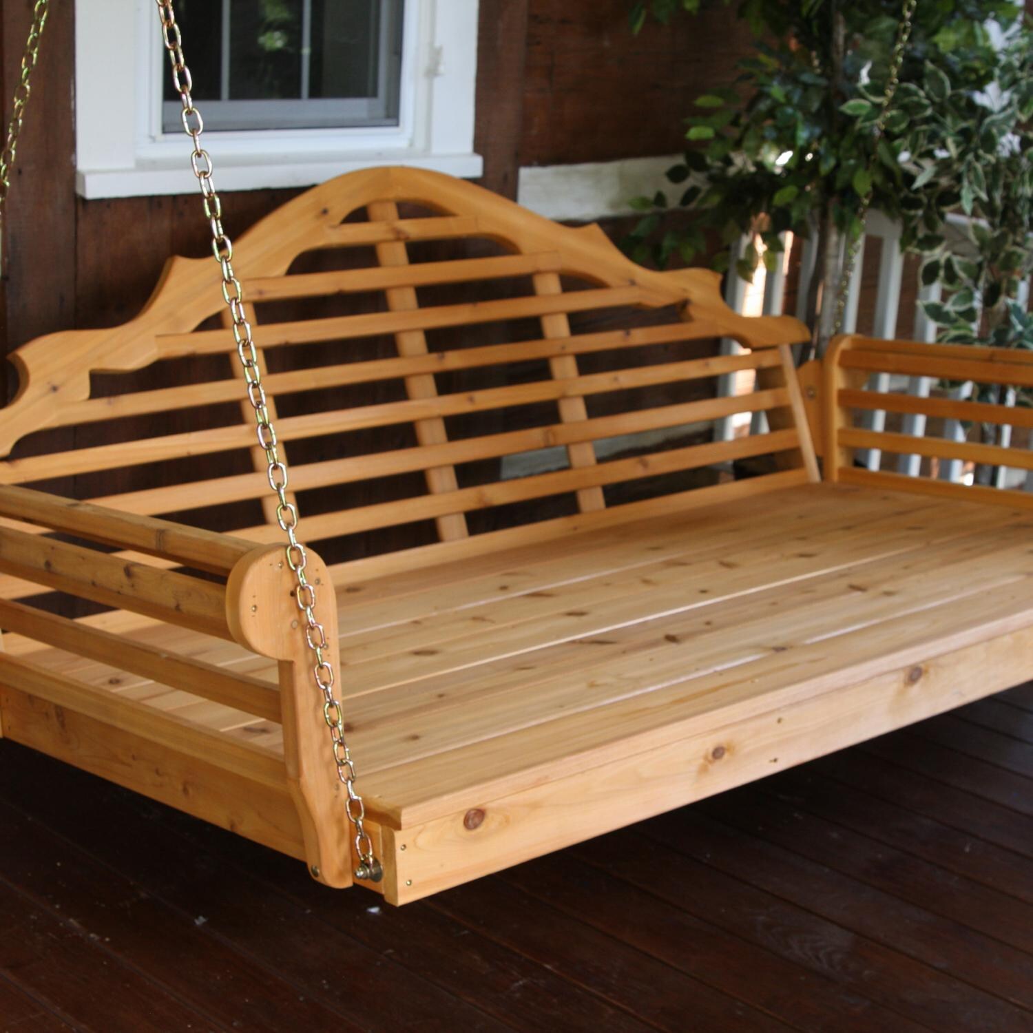 A&L Furniture Malboro 4 Foot Cedar Outdoor Swing Bed - Shown Without Included Cushion thumbnail