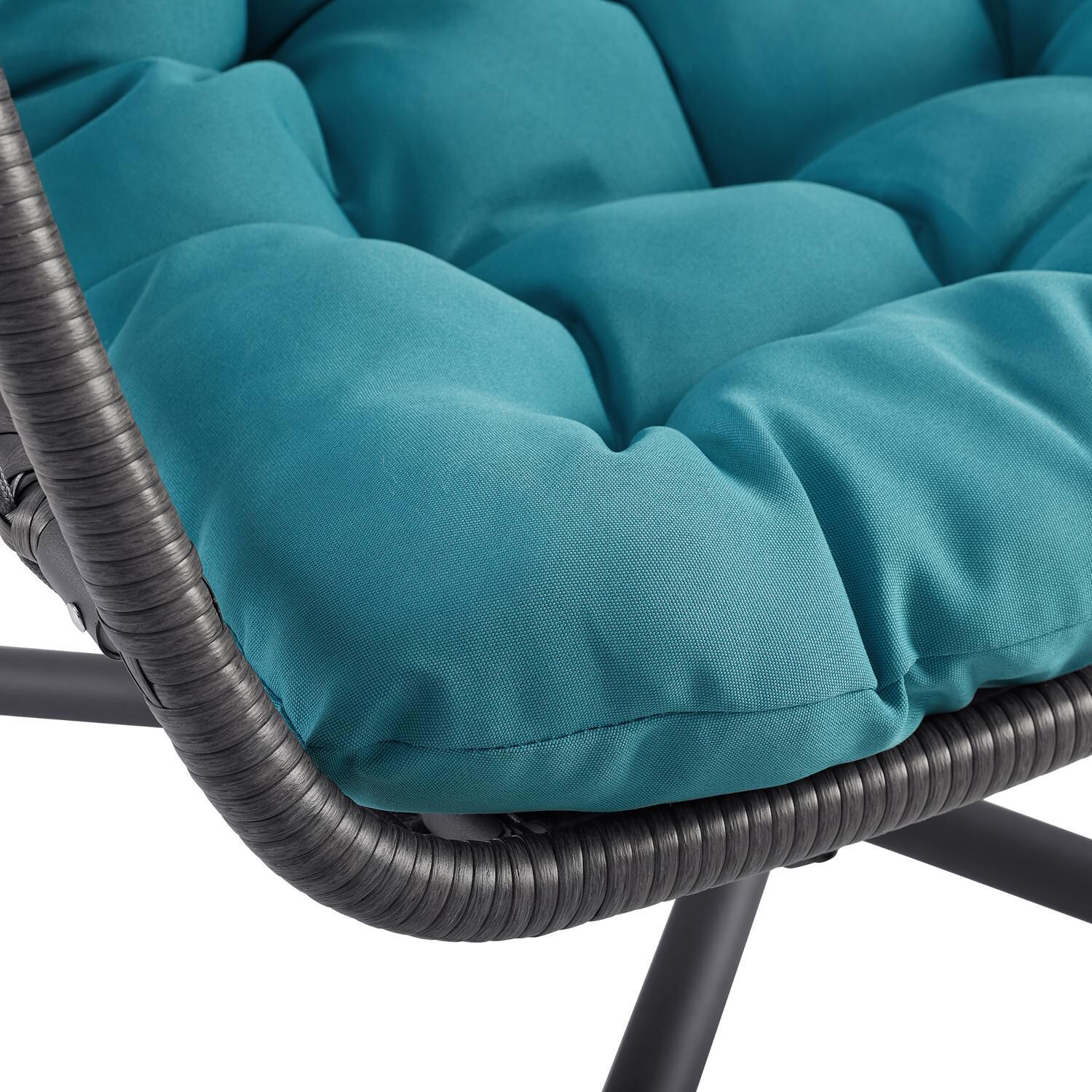 Ultimate Patio Resin Rattan Swing Chair W/ Steel Frame - Gray/Teal - Close Up thumbnail