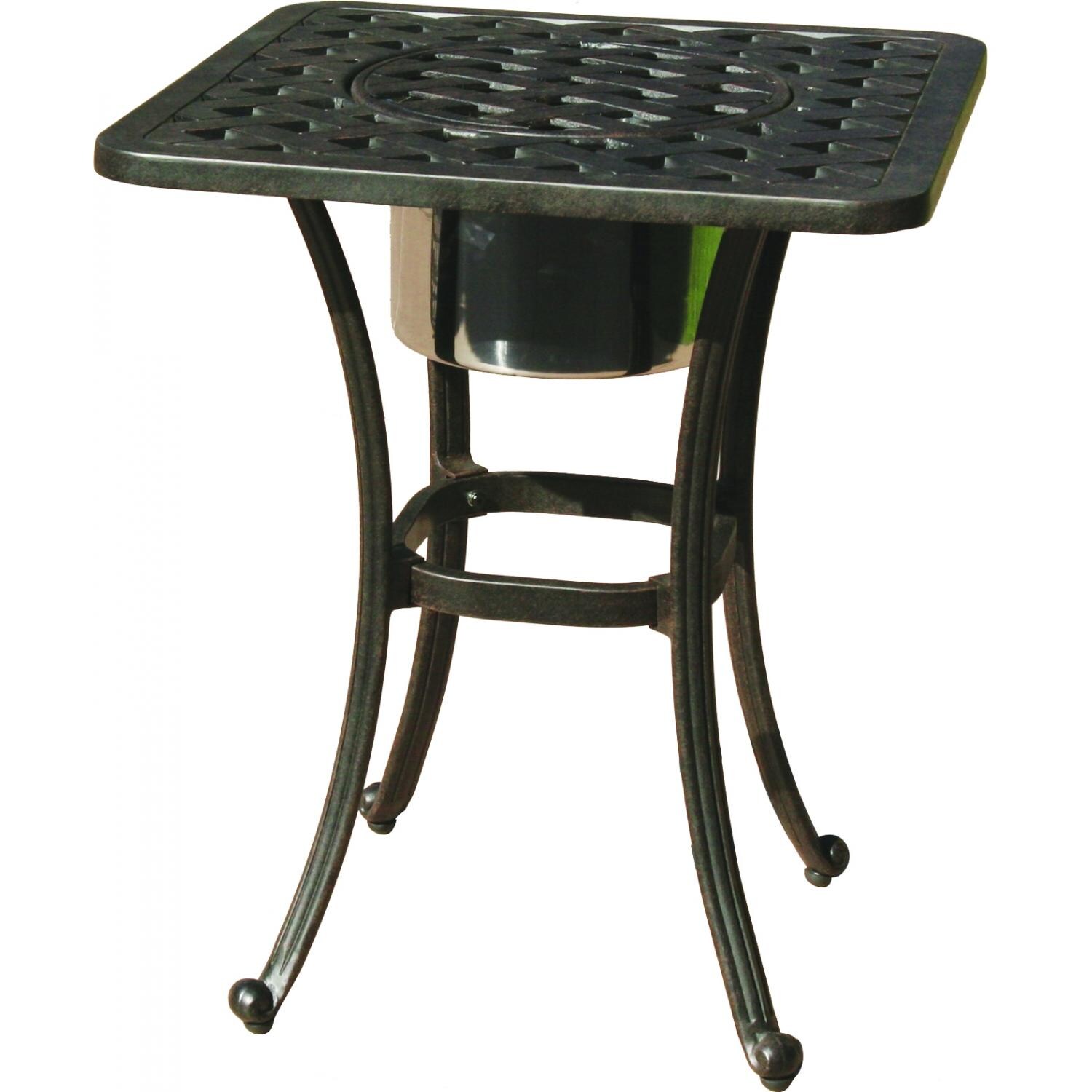 Darlee Series Patio End Table With Ice Bucket Insert - Antique Bronze thumbnail