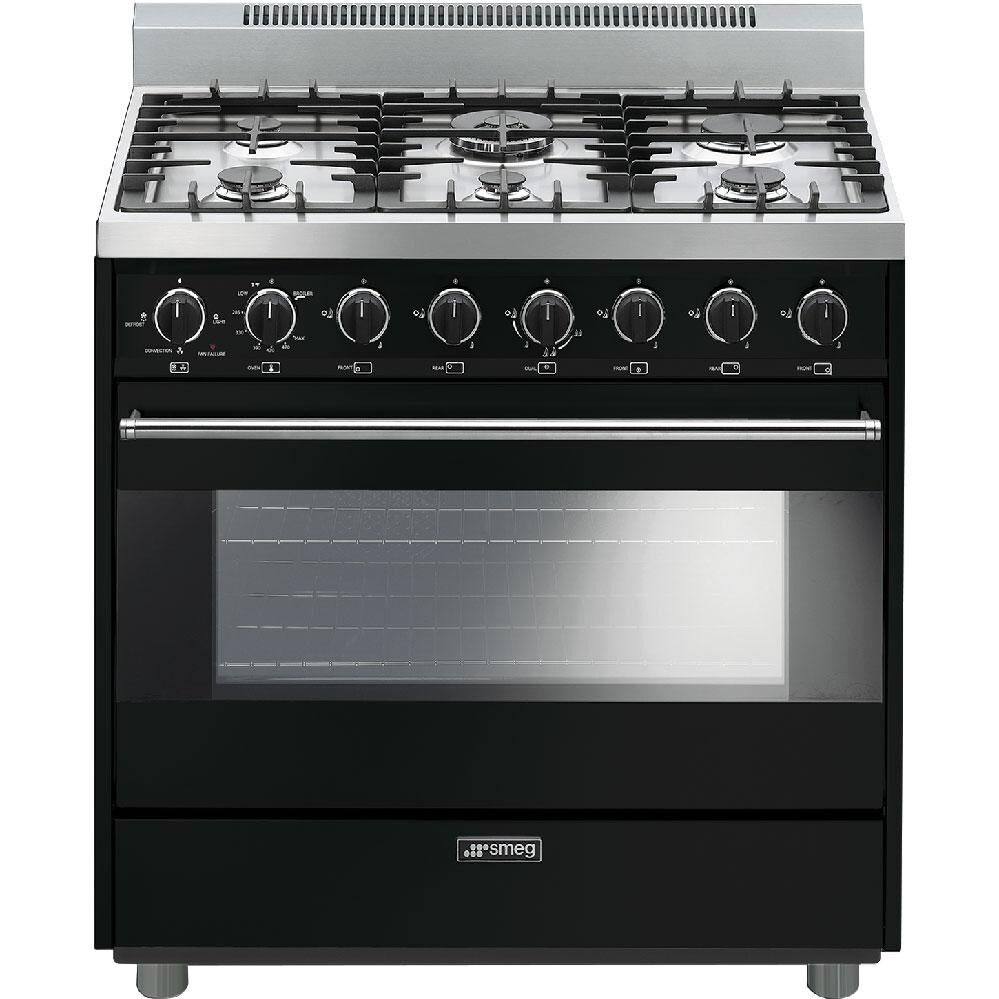 Smeg 36-Inch Free-Standing Gas Range With 6 Sealed Burners And 4.4 Cubic-Foot Convection Oven - Black - C36GGNU thumbnail