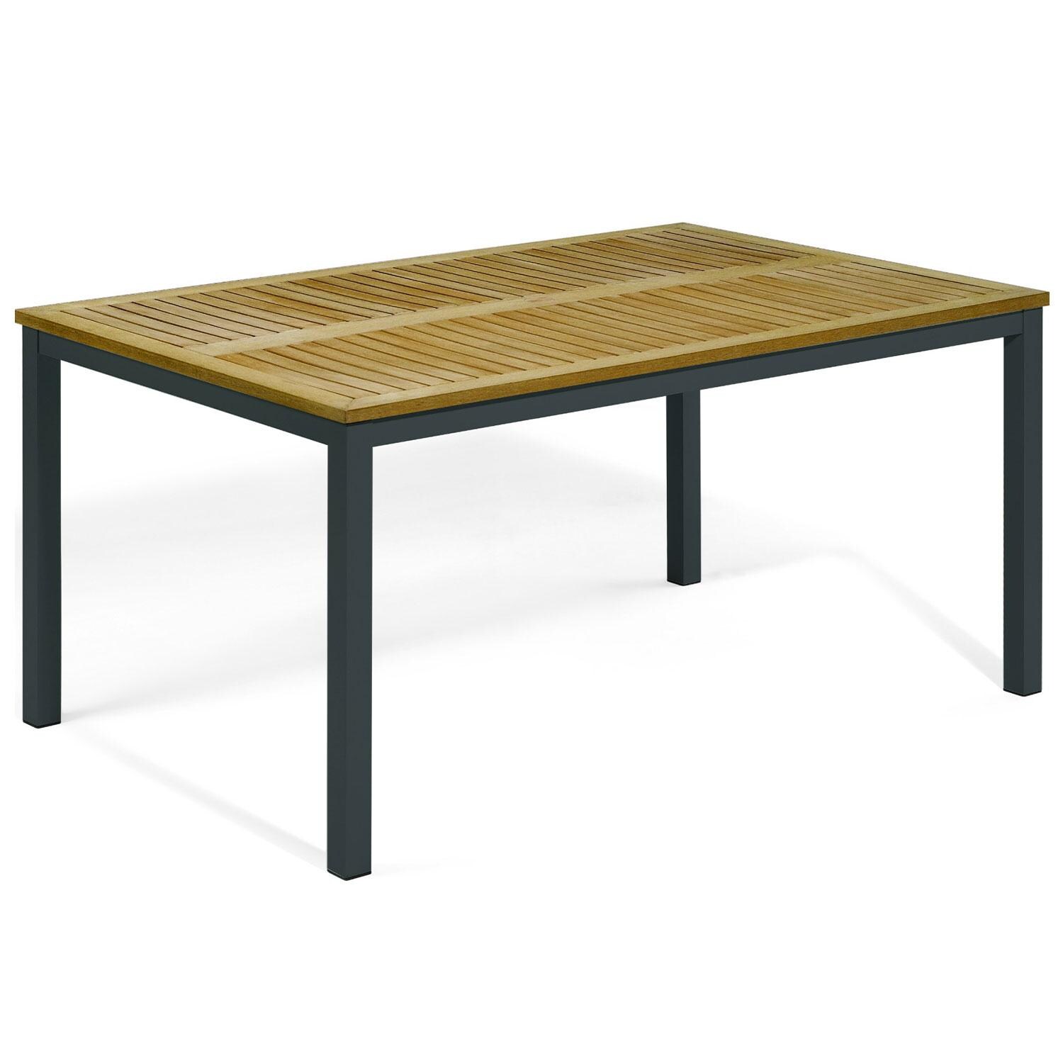 Oxford Garden Travira 63 X 40 Inch Rectangular Carbon Aluminum Dining Table W/ Natural Tekwood Top