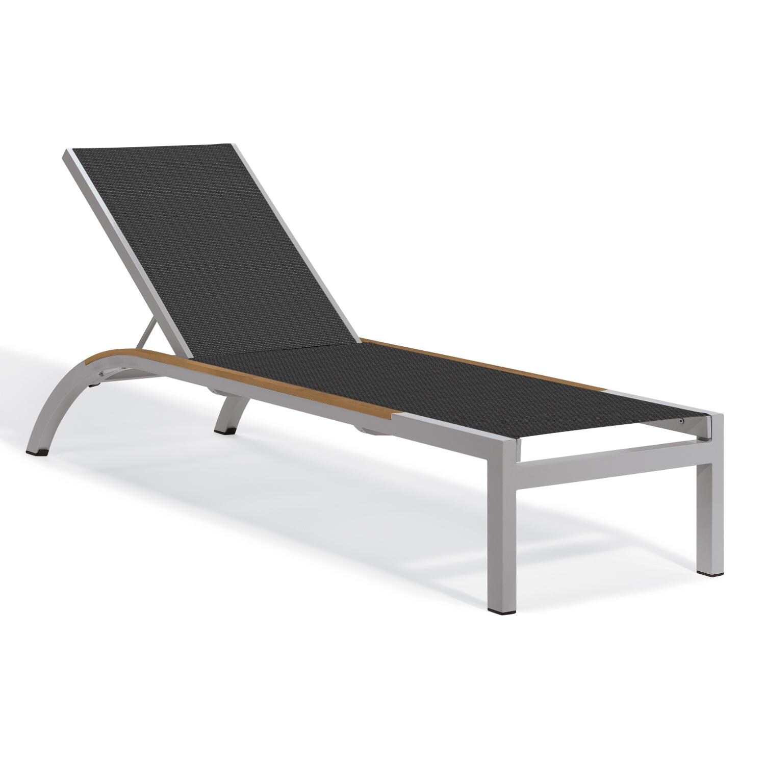 Argento Aluminum Patio Chaise Lounge W/ Tekwood Natural Side Rails - Ninja Sling thumbnail