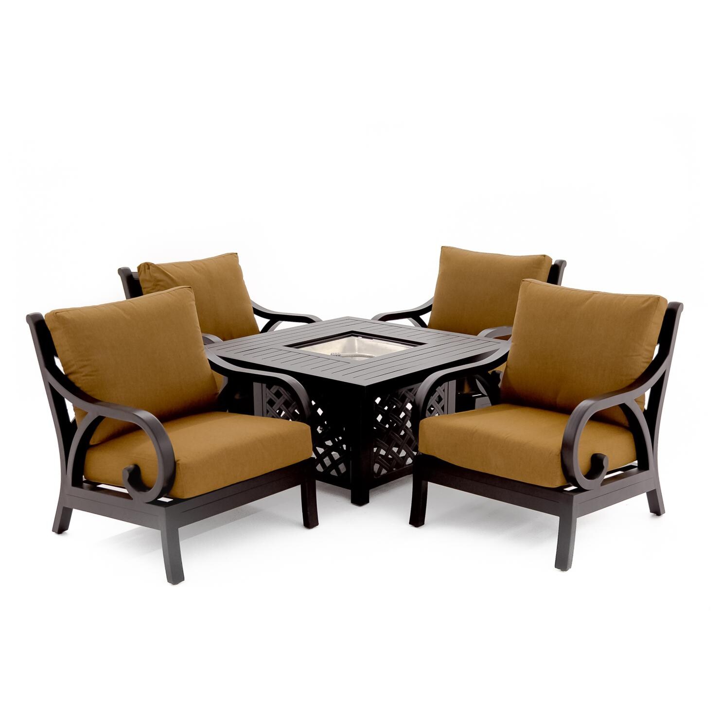 Avondale 5 Piece Aluminum Patio Fire Pit Seating Set By Lakeview