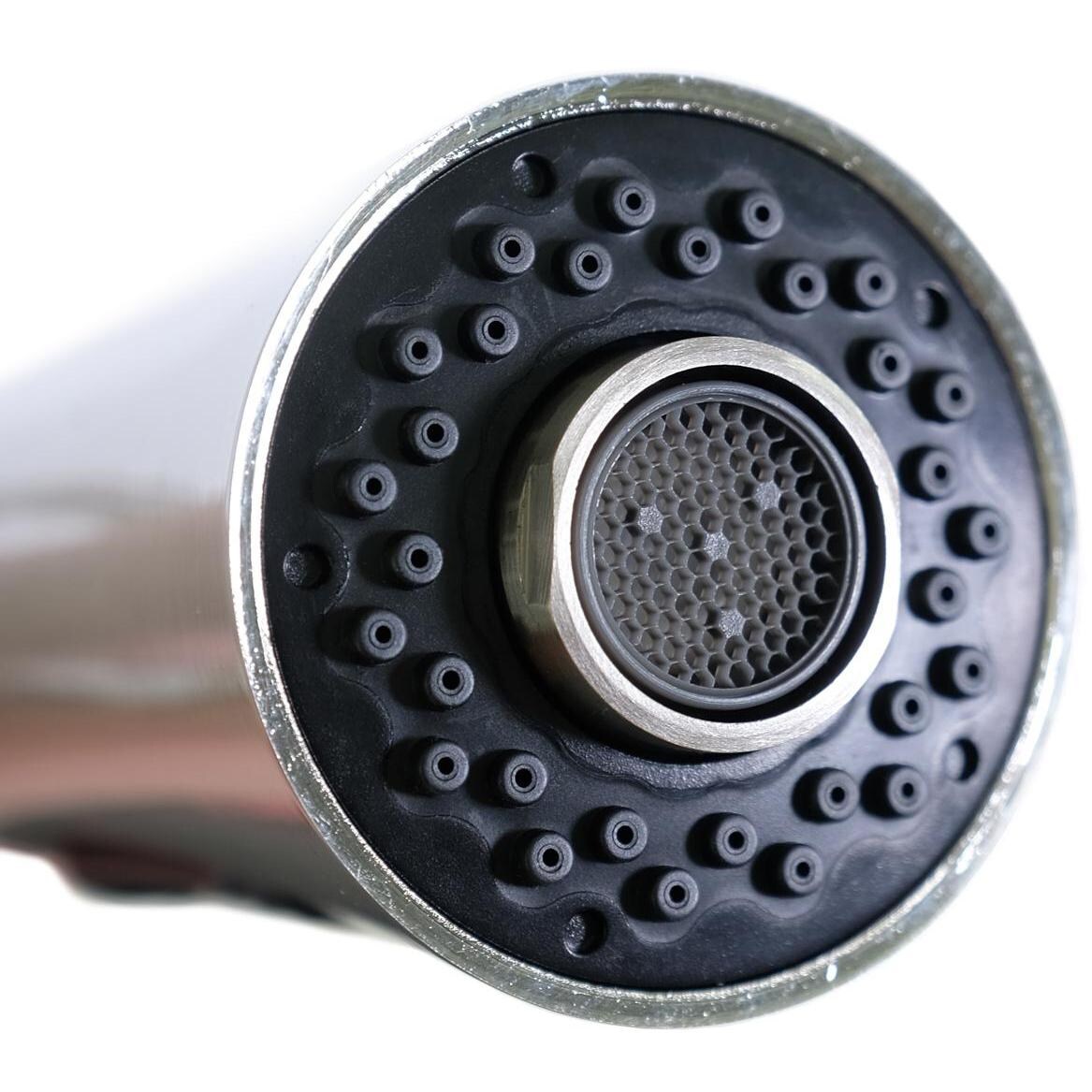 BBQGuys Signature - BBQ-N88402-BN - Single Handle Pull-Out Gooseneck Faucet - Nozzle Detail thumbnail