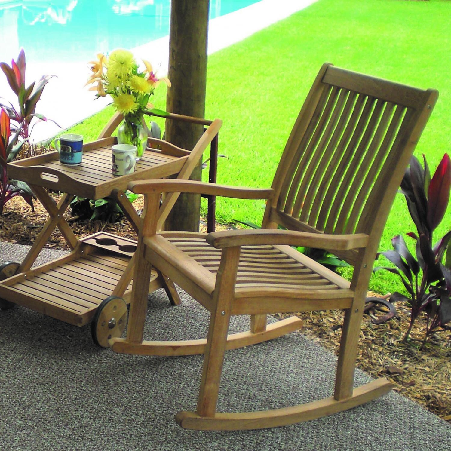 Royal Teak Collection Teak Rocking Chair With Contoured Seat - On the Patio thumbnail